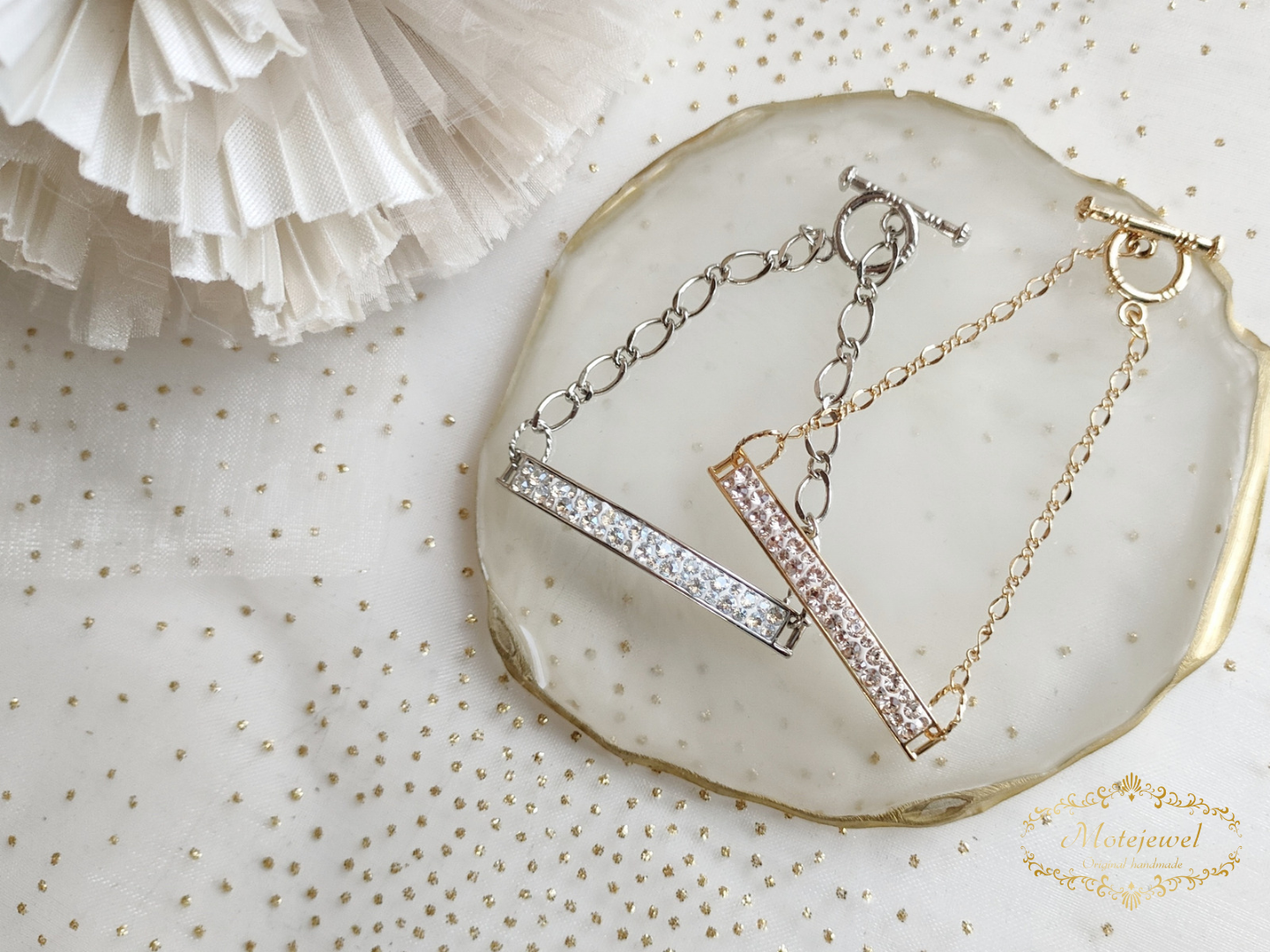 【完成品】ストレートラインブレスレット（ゴールドベース）