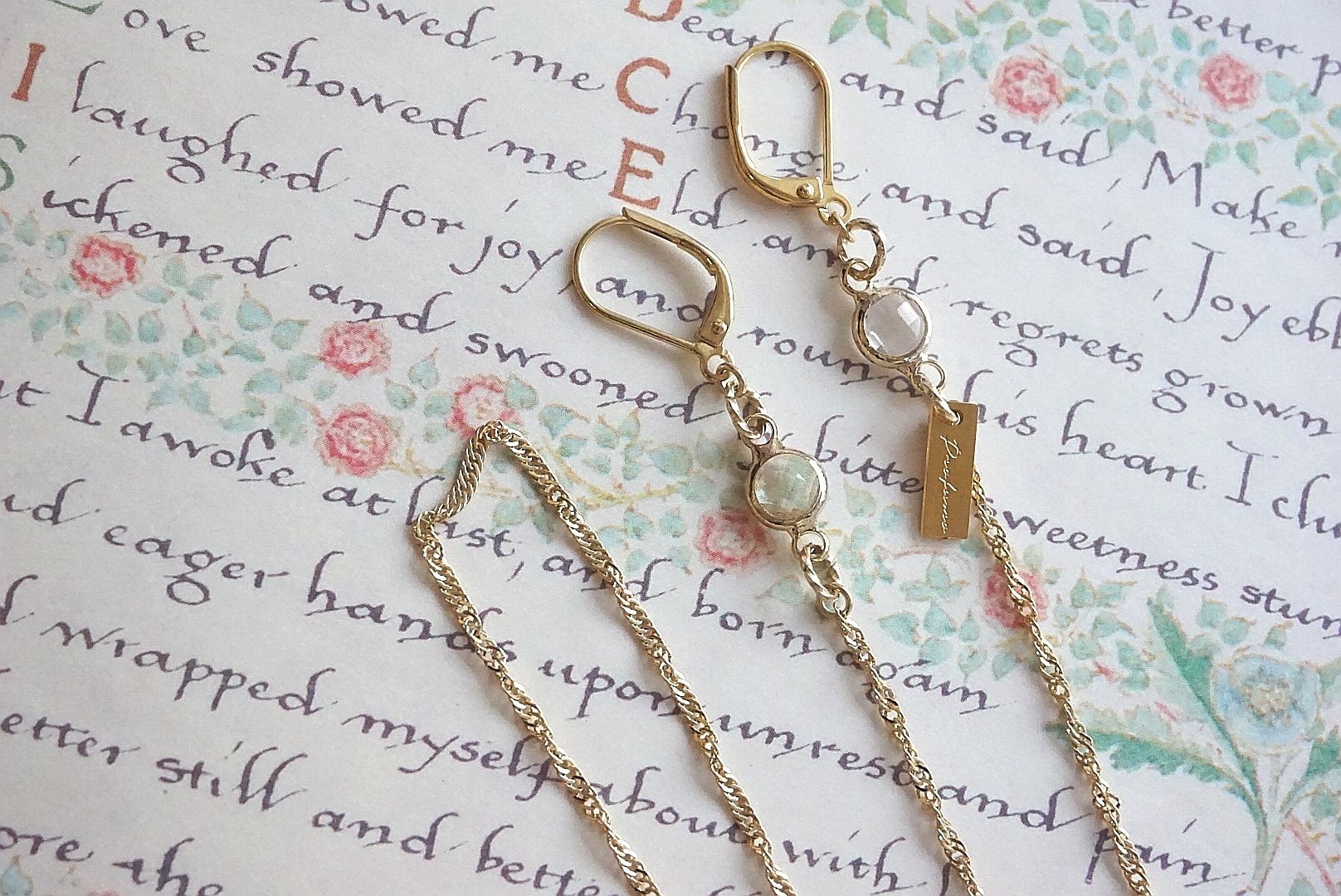 ガラスビジュー(クリア×ゴールド)マスクチェーン