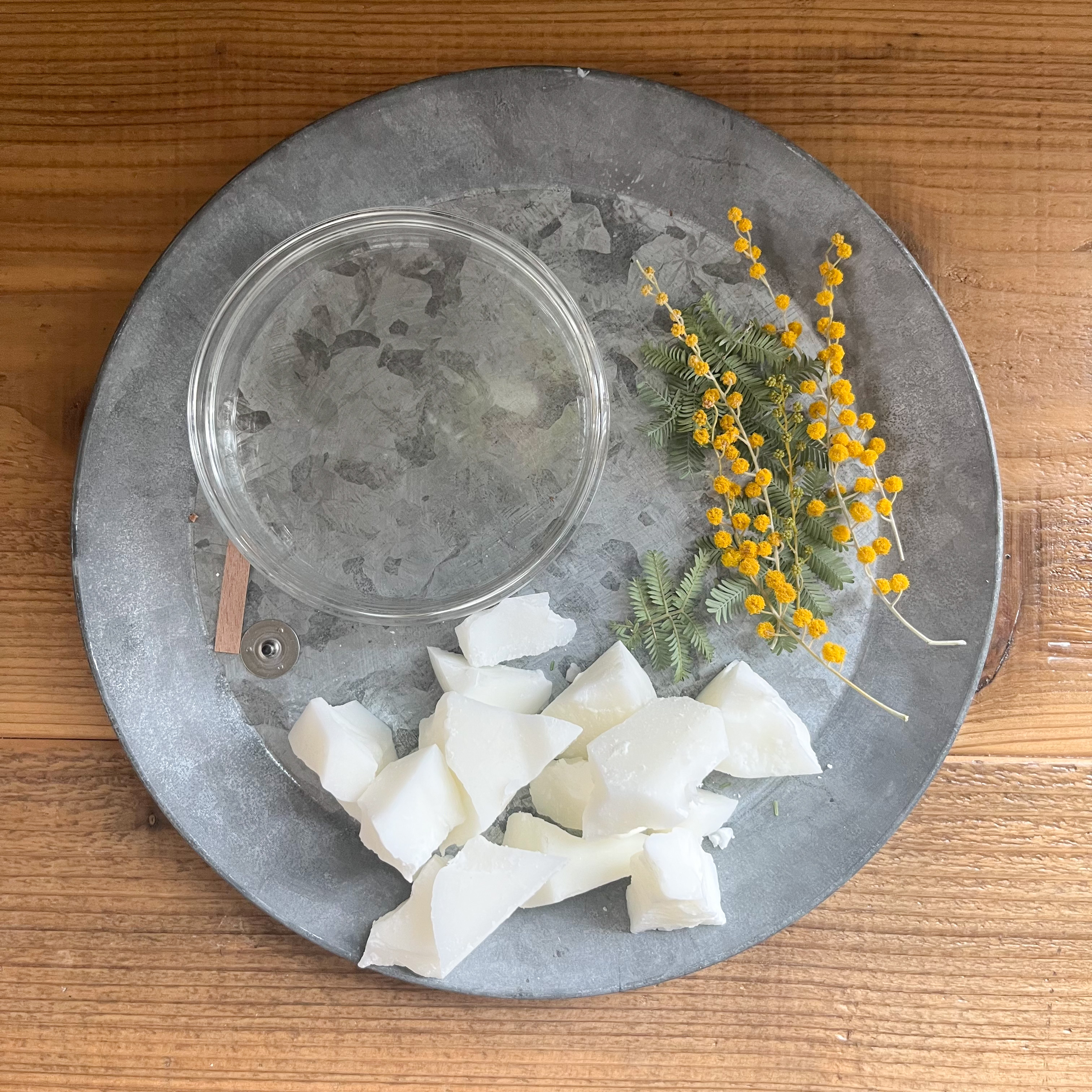 ミモザのシャーレメッセージキャンドルの材料キット