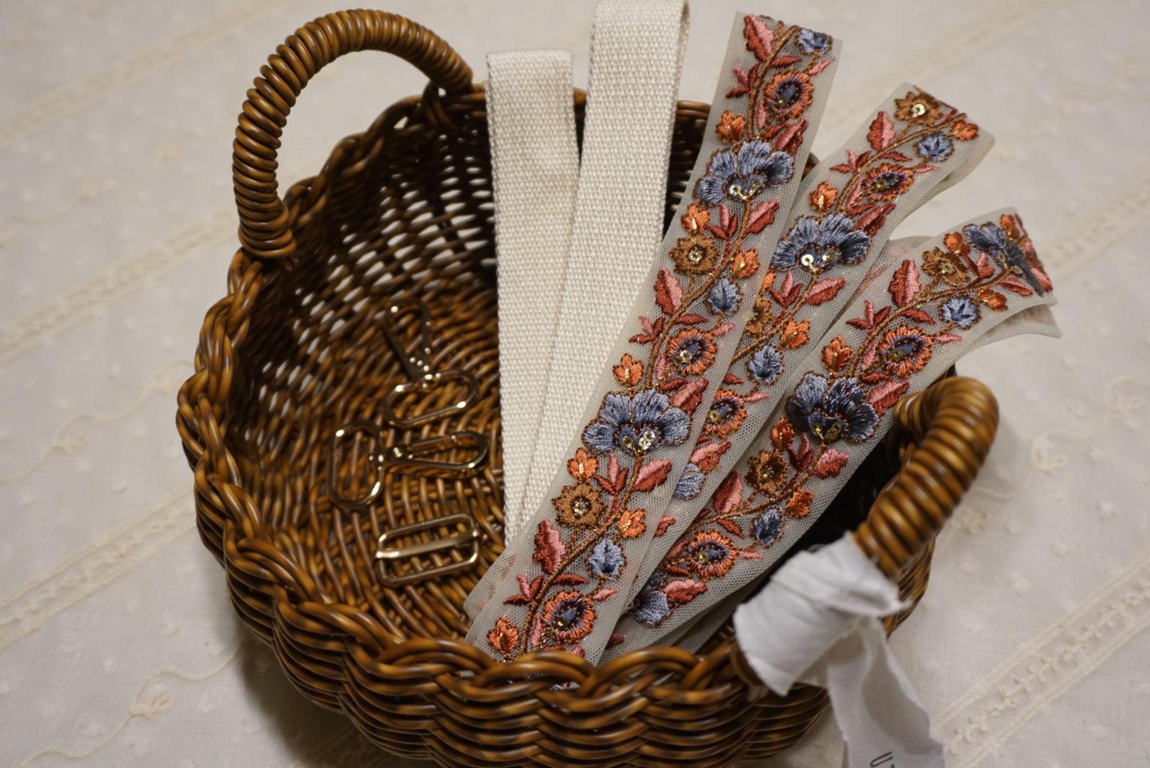 インド刺繍リボンのスマホショルダーのキット