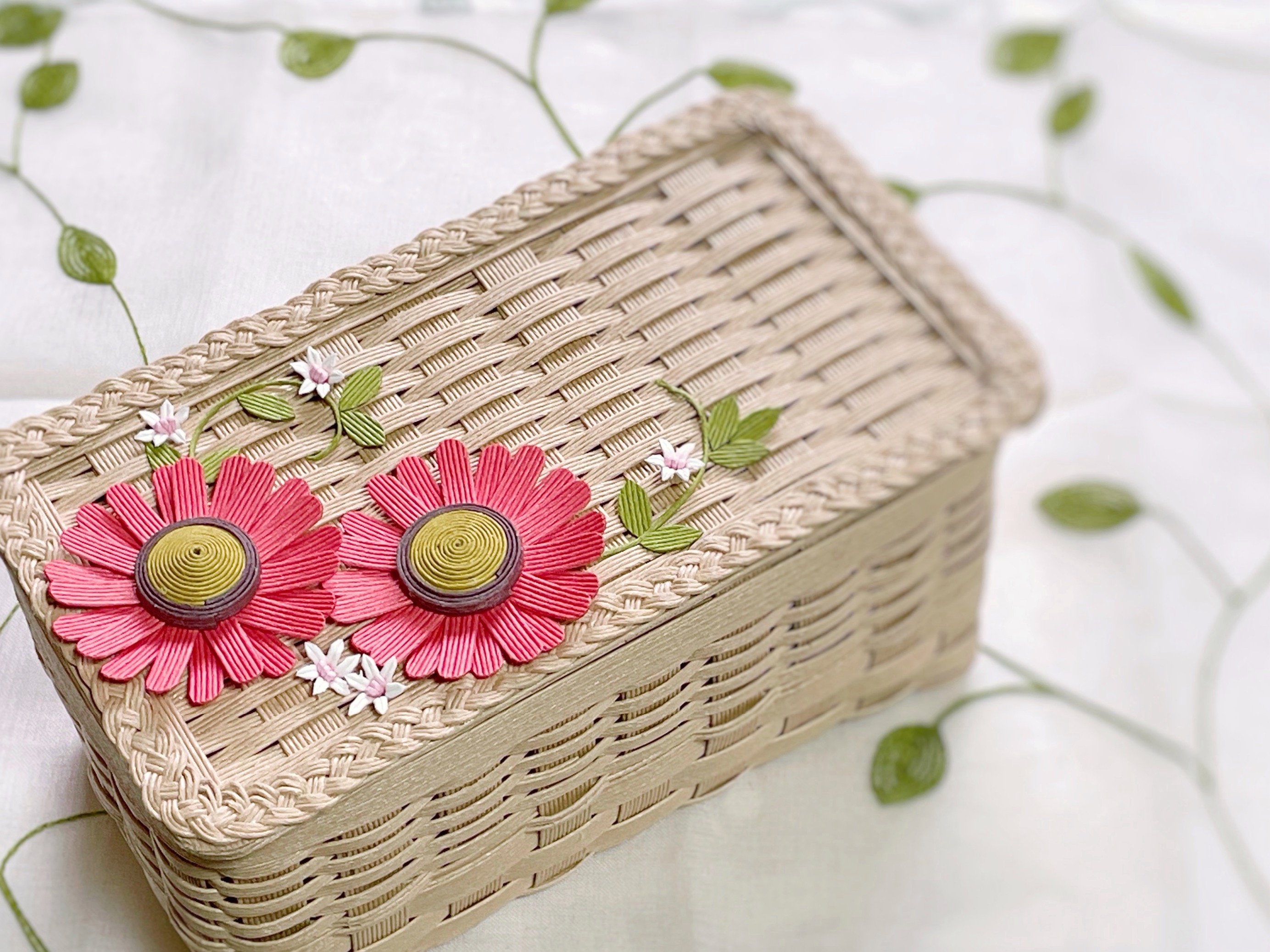 紙バンドでつくる 花いっぱいふた付き小箱材料セット