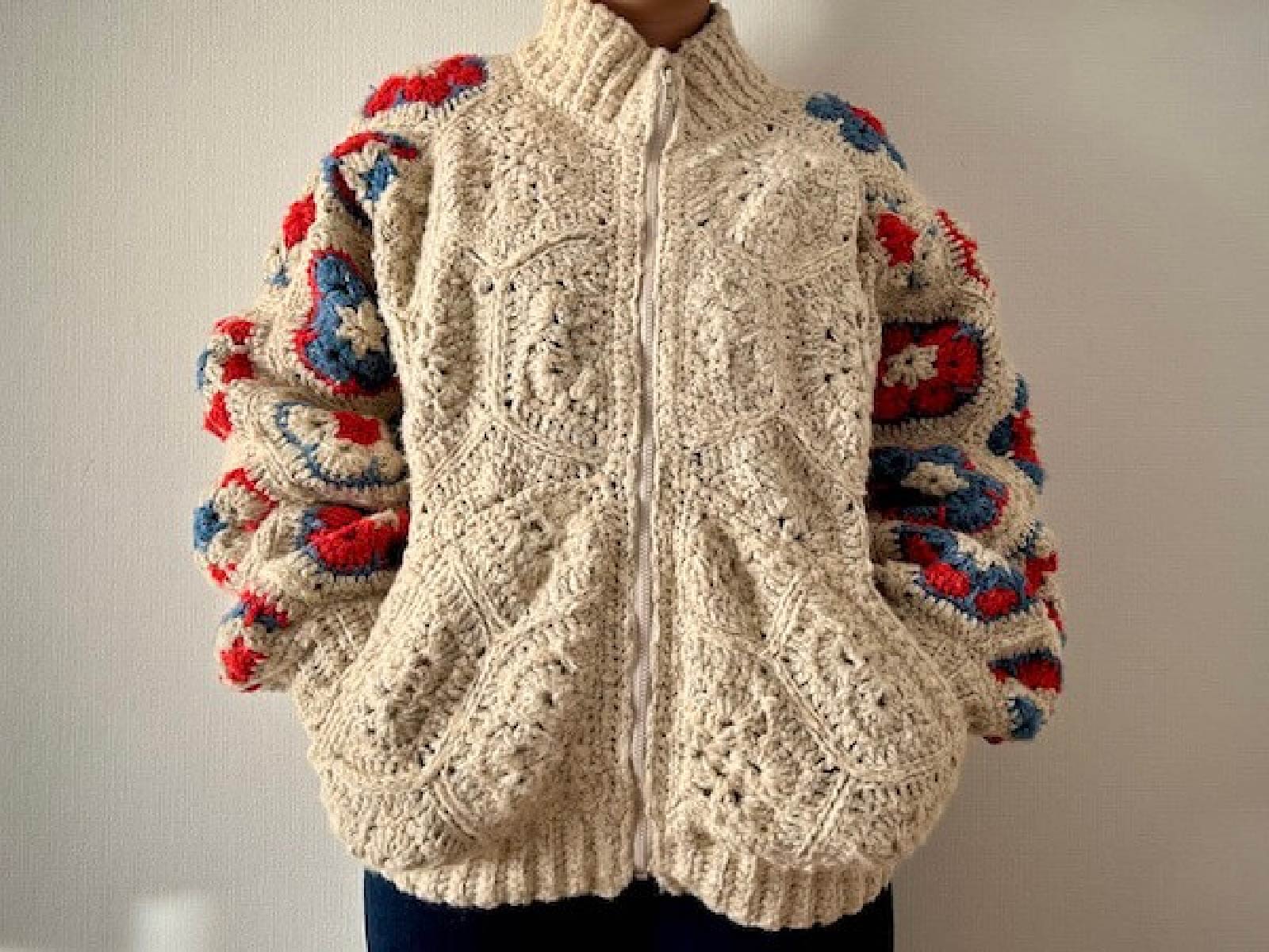 【キット】〈かぎ針編み〉アフリカンモチーフのパッチワークブルゾン