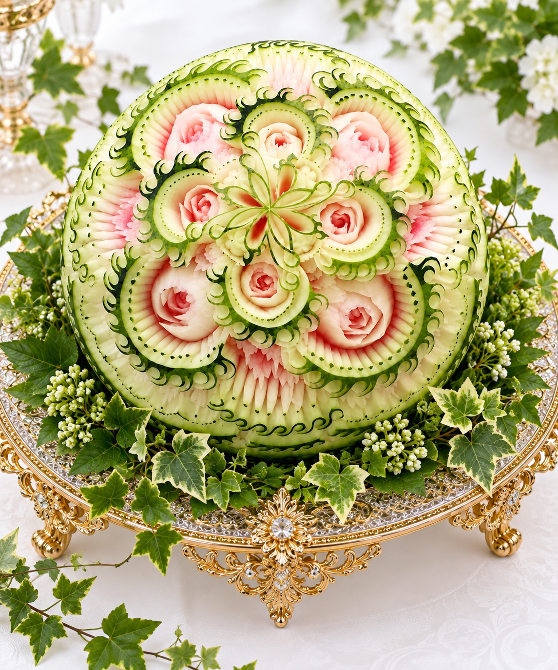 スイカ　フルーツカービング　プレゼント　誕生日