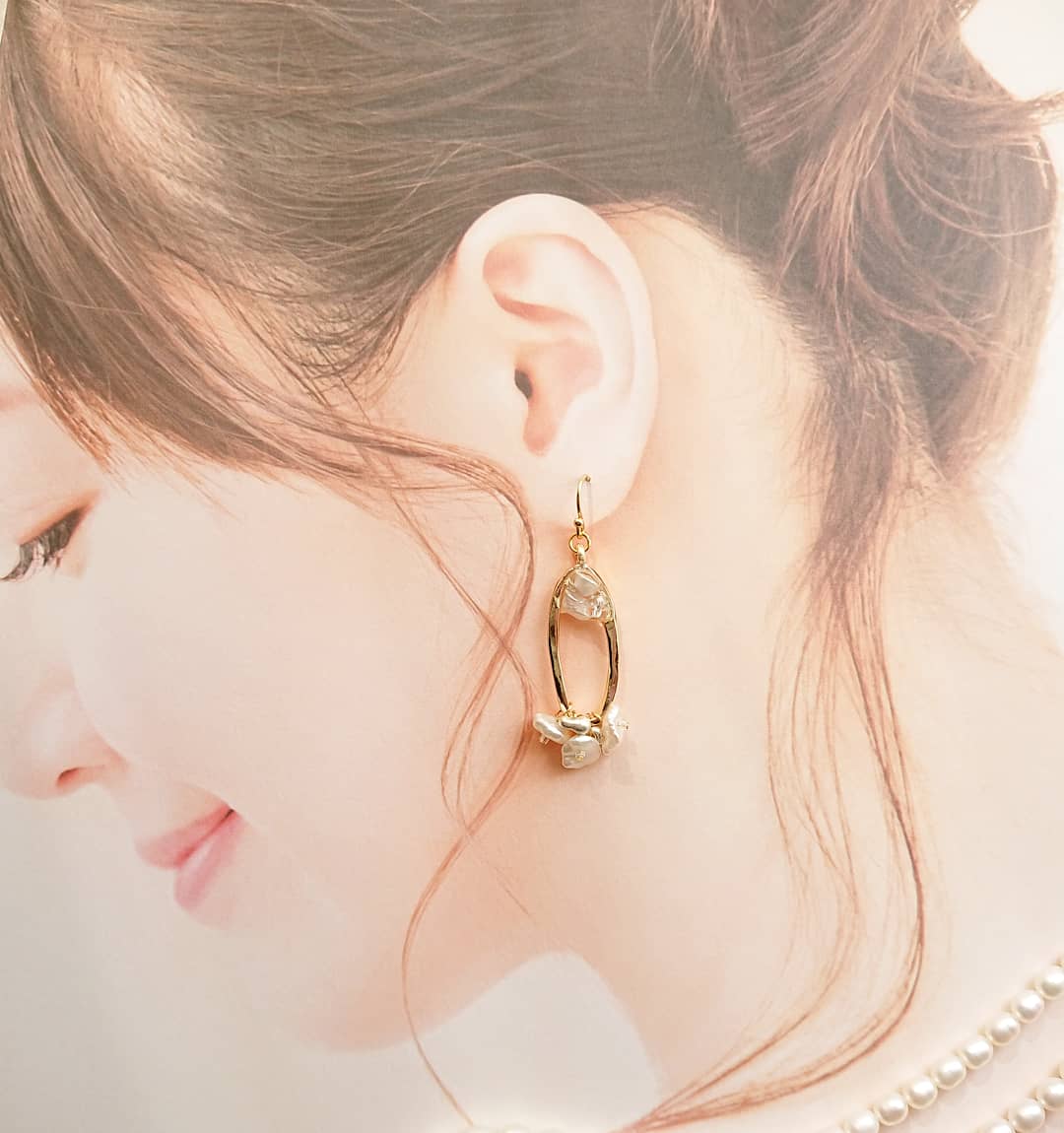 花びらパールの耳飾りの画像2