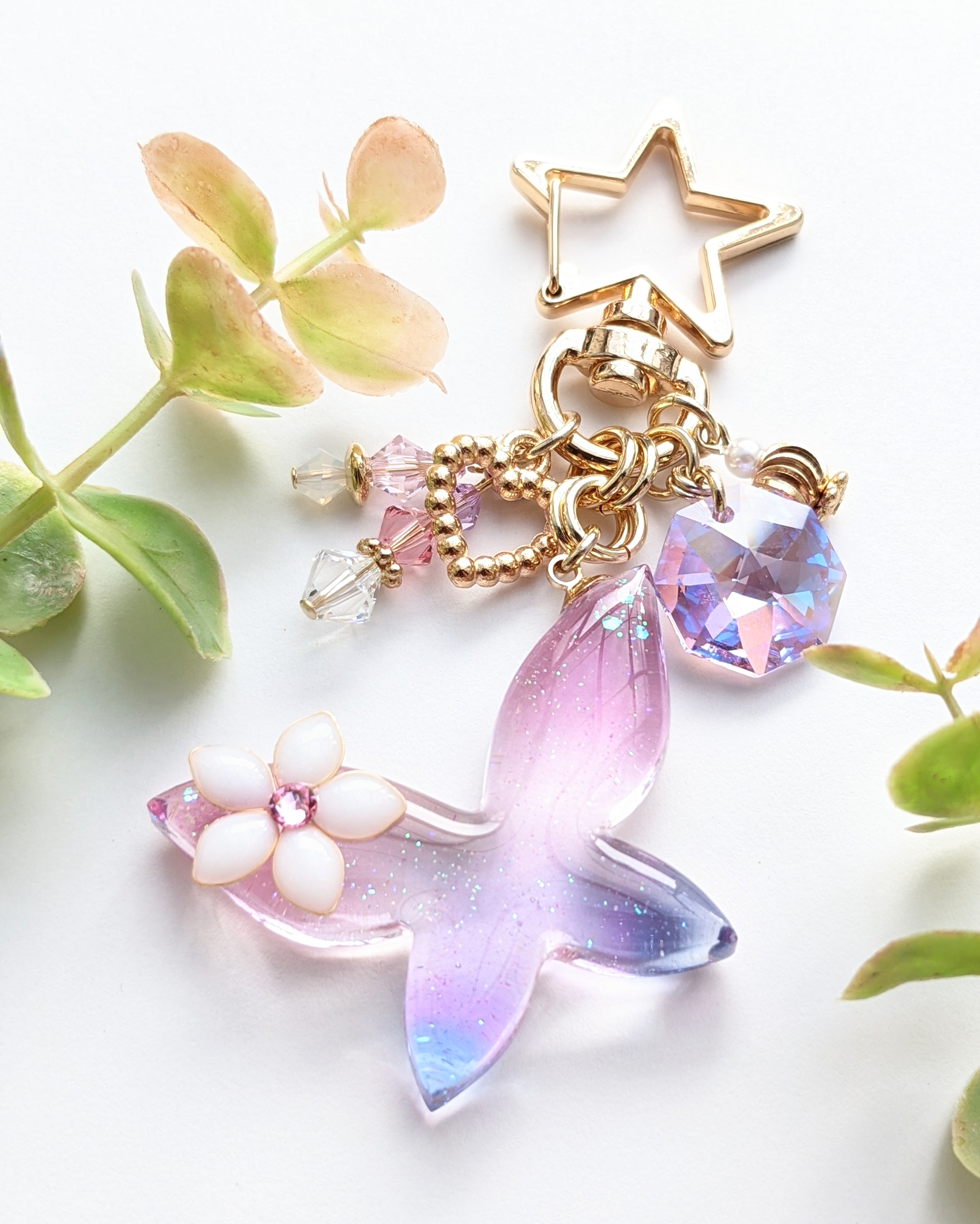 花と蝶のキーホルダー🌼Aの画像2