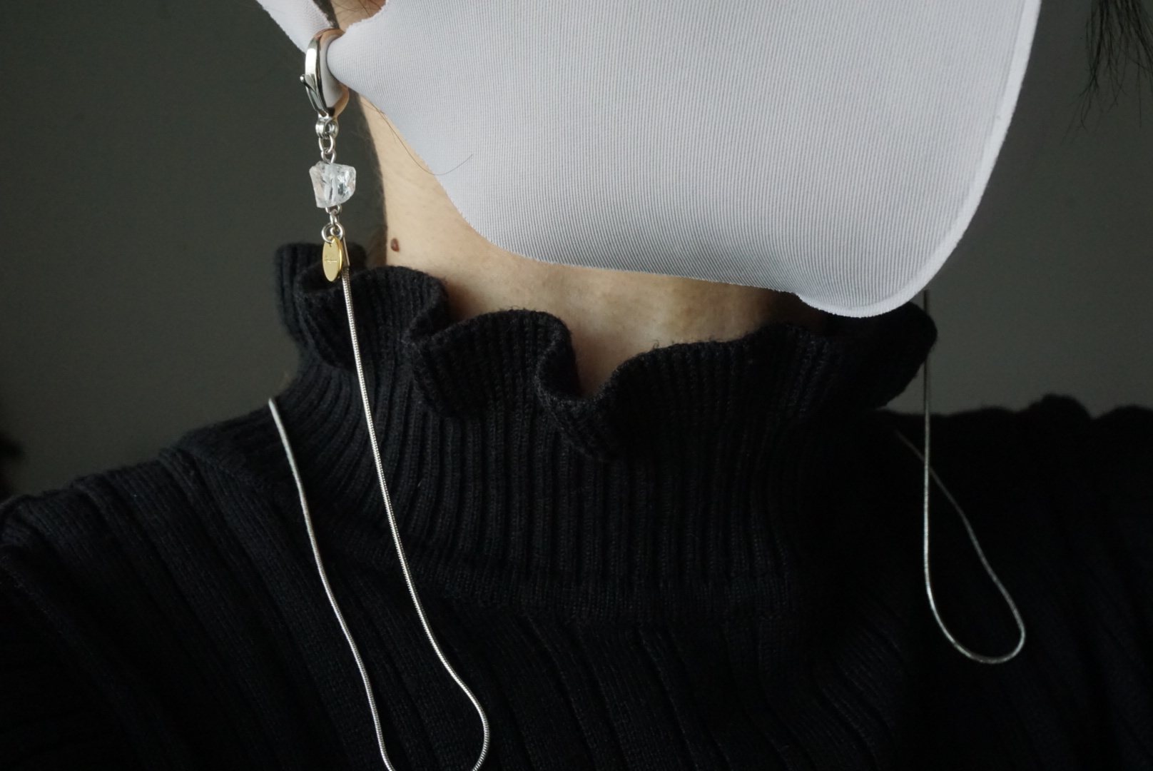 ラフカット天然石 マスクチェーン(シルバー×水晶)の画像5