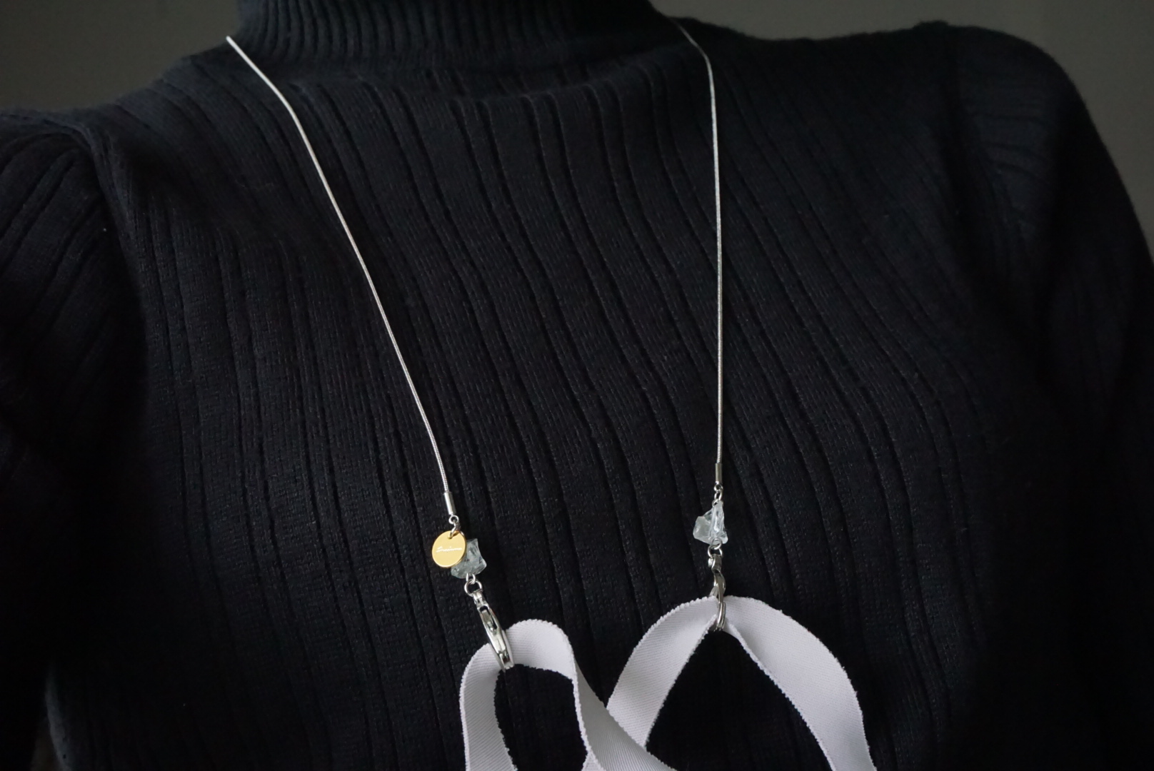 ラフカット天然石 マスクチェーン(シルバー×水晶)の画像6