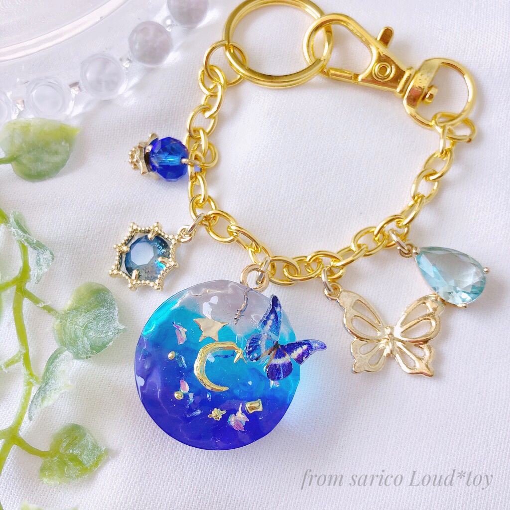 水面の蝶🦋バッグチャーム　blueの画像3