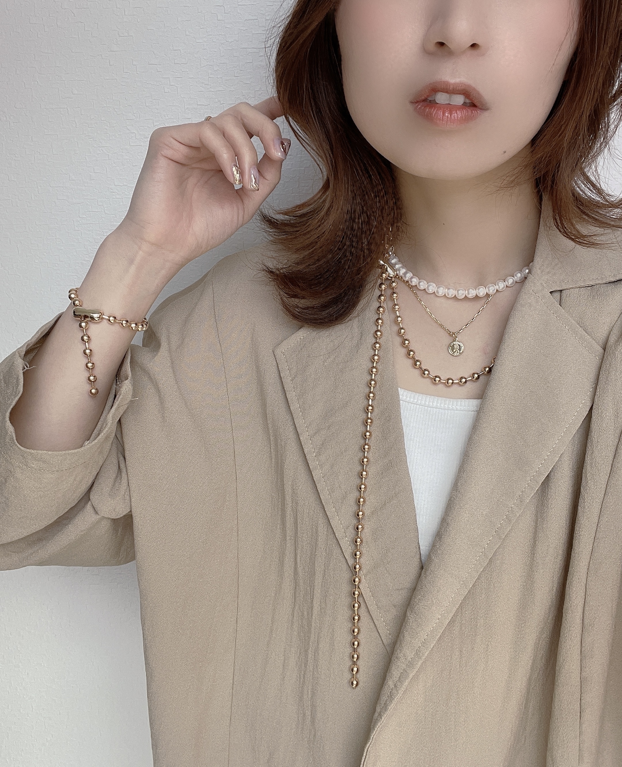 ボールチェーンロングネックレスの画像3