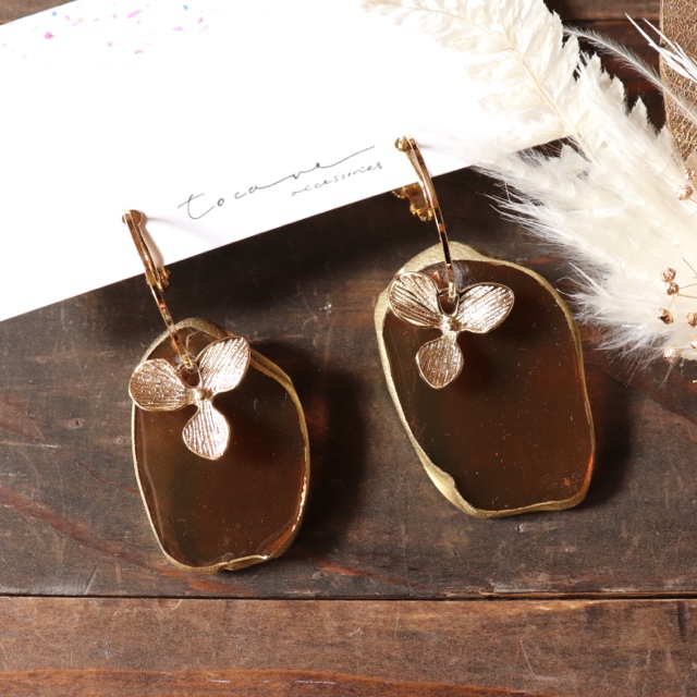 アゲートスライス フラワー ピアス/イヤリングの画像2