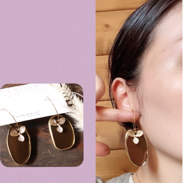 アゲートスライス フラワー ピアス/イヤリングの画像3