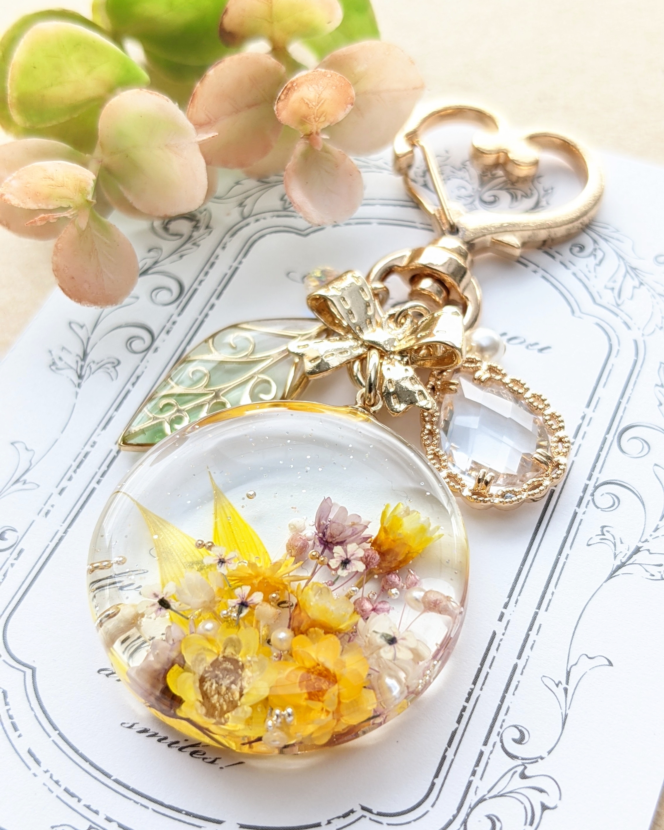 お花とリーフのキーホルダー🌼🌿の画像3