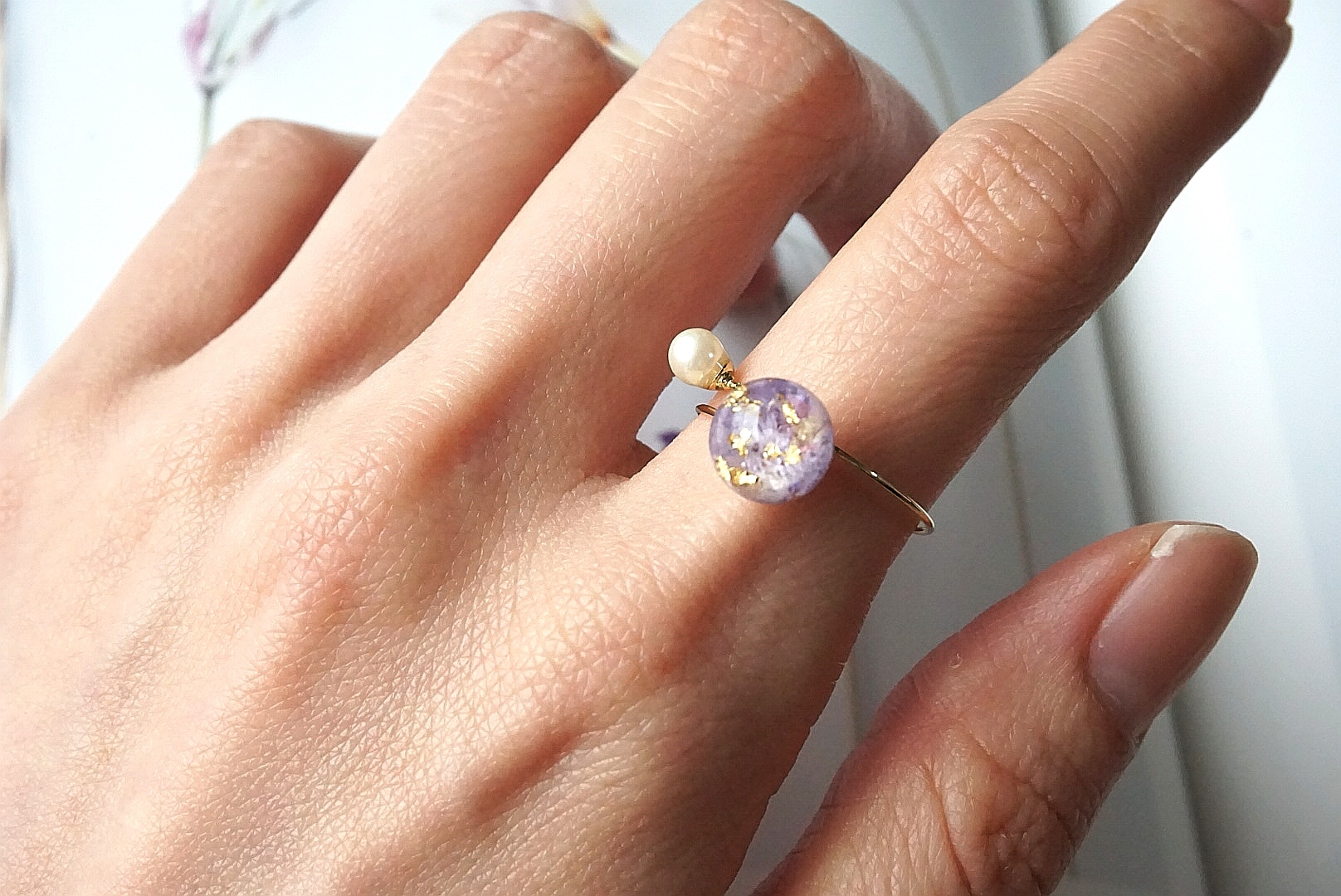 プラネットリング(かすみ草パープル)ゴールドの画像3