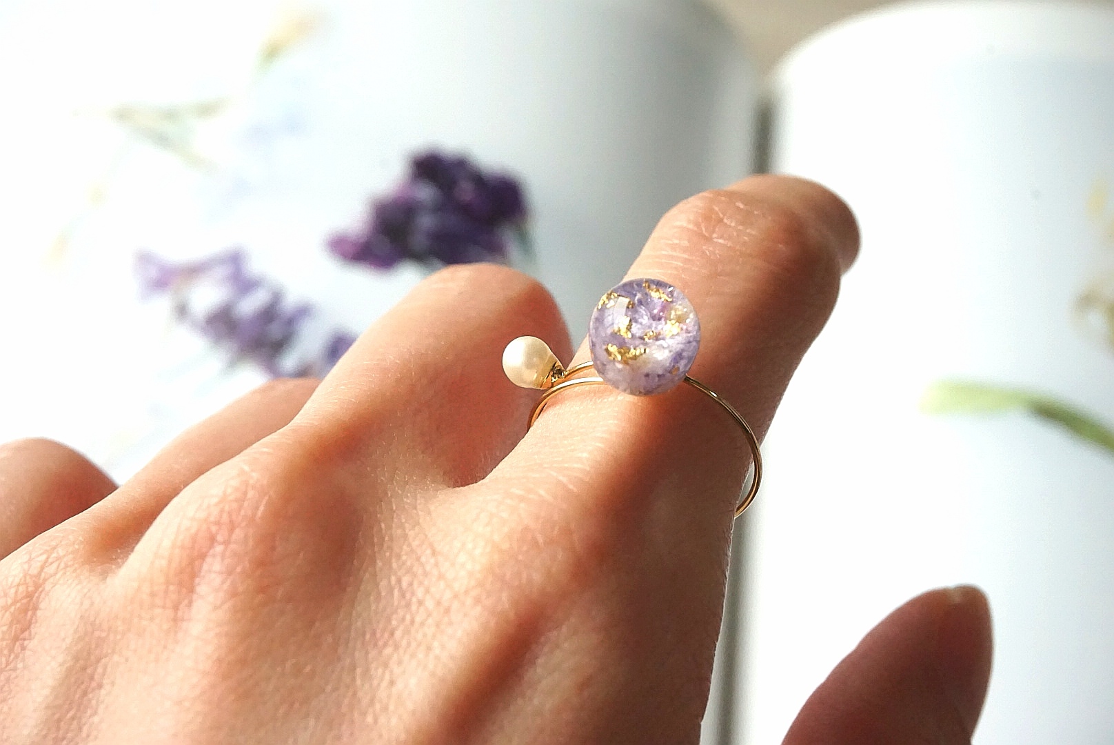 プラネットリング(かすみ草パープル)ゴールドの画像4
