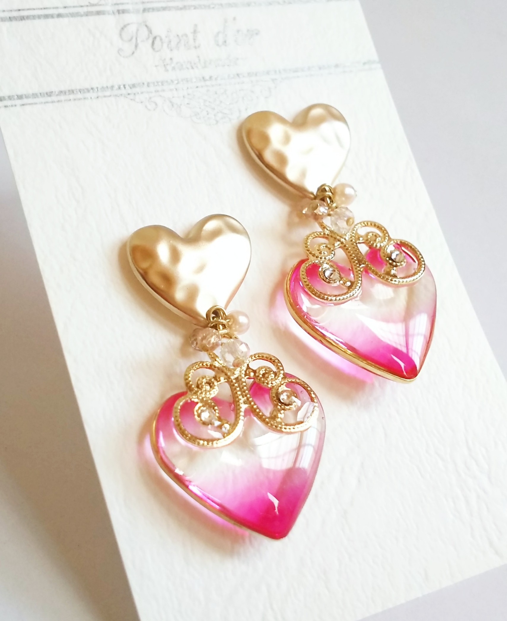 Wハートのピアスの画像2