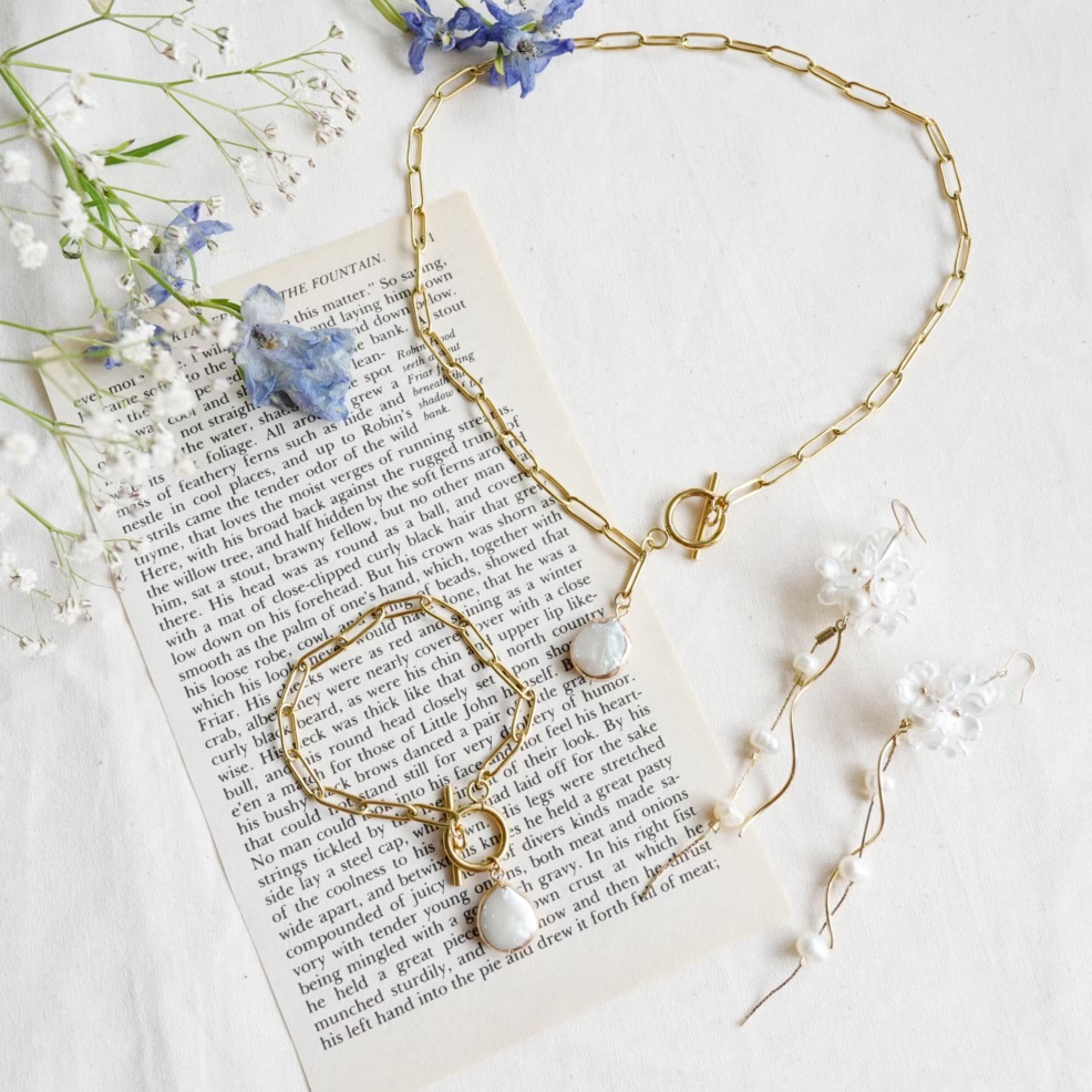 【オールステンレス】淡水パールの一粒ブレスレットの画像6