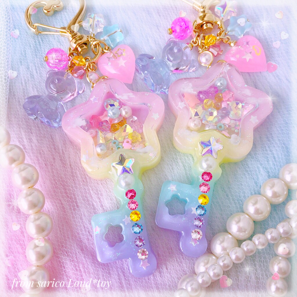シャカシャカ🌟パステル星鍵チャームの画像4