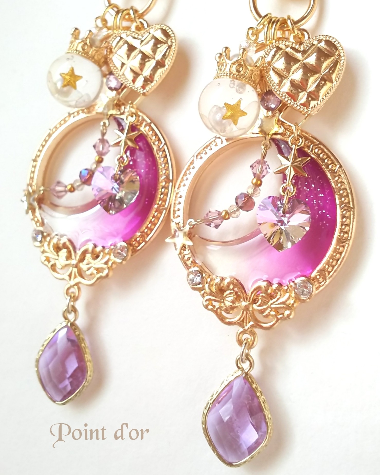 パープルグラデーションの三日月懐中時計キーホルダーの画像2