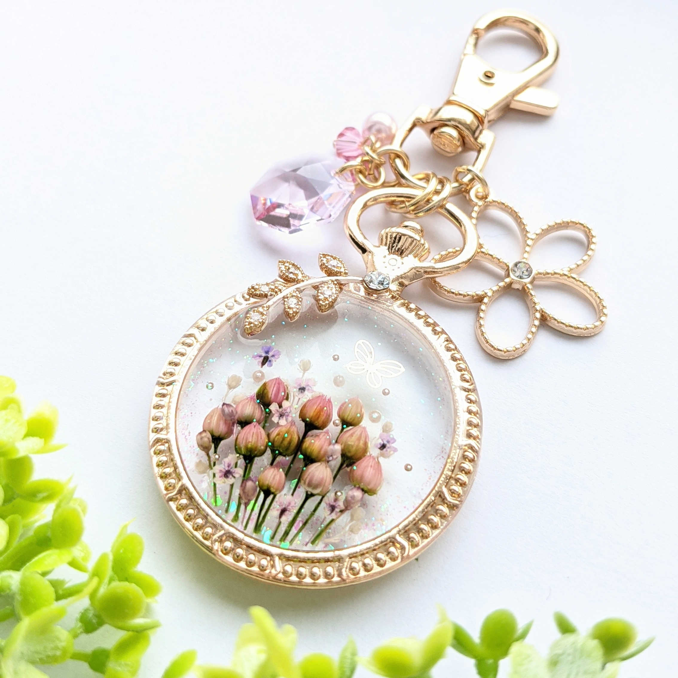 花畑の懐中時計キーホルダーの画像3