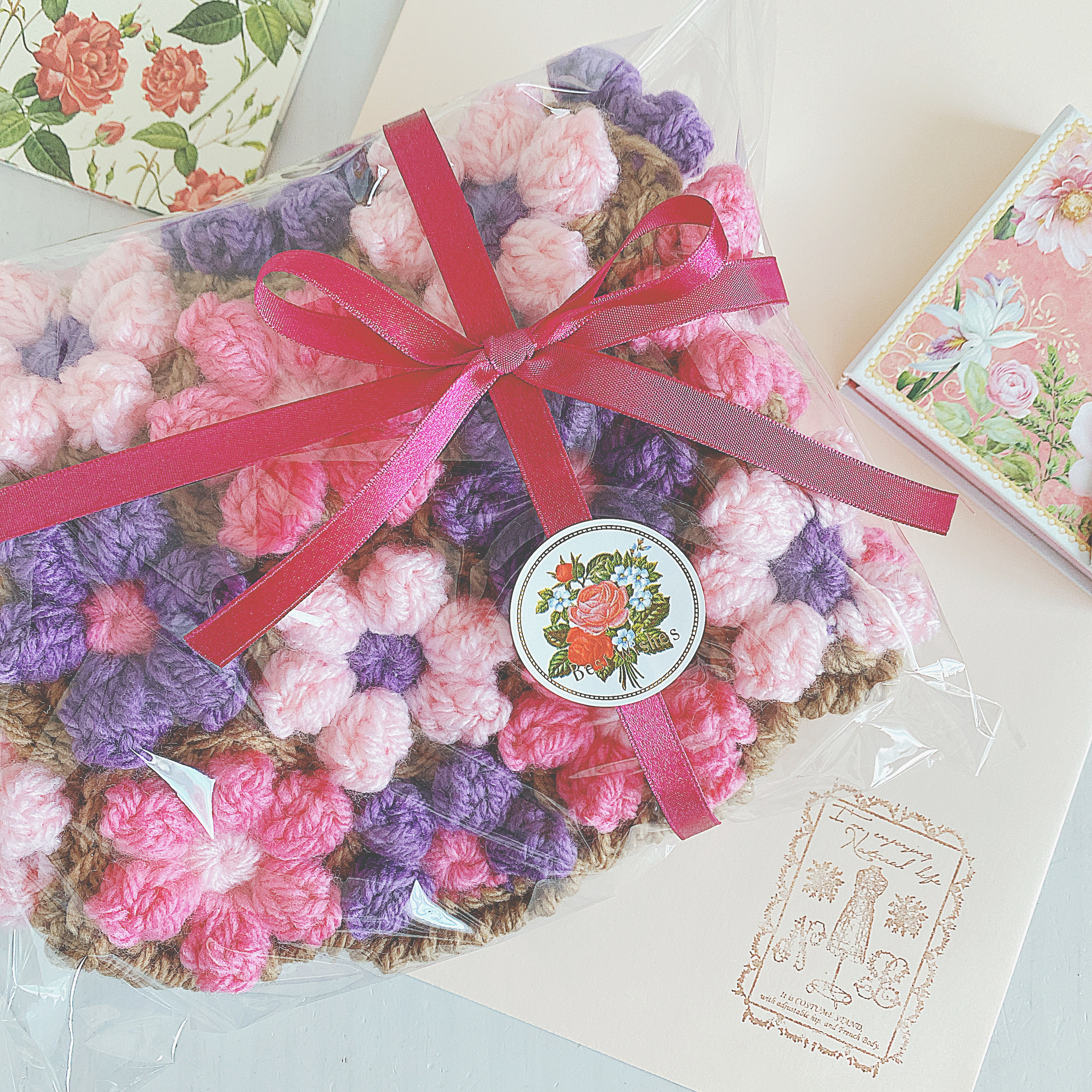 手編みの円座 お花モチーフの画像5