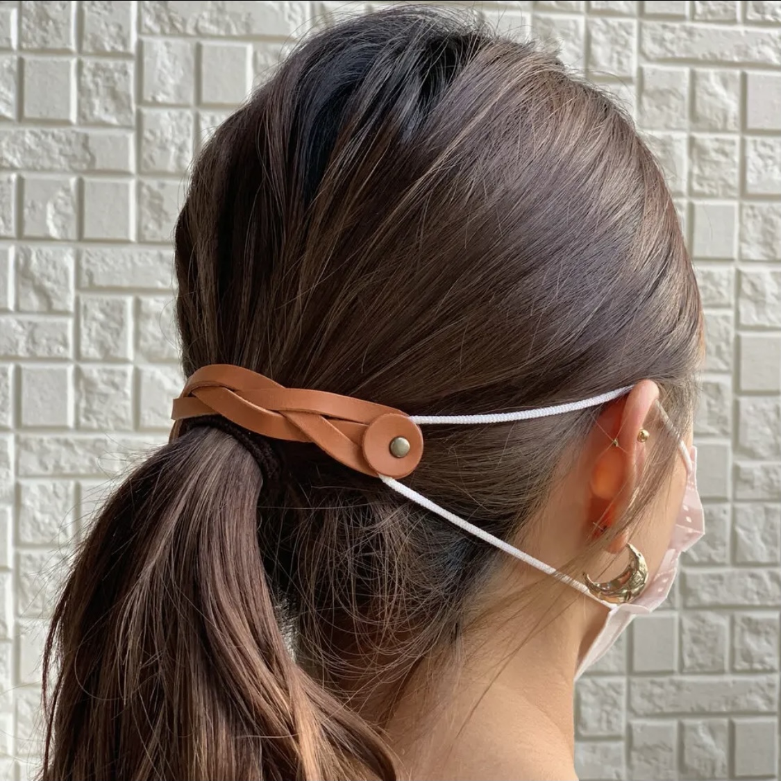 【男女兼用シンプルオシャレな快適マスクバンド☆マスクフック（ブラウン）の画像3