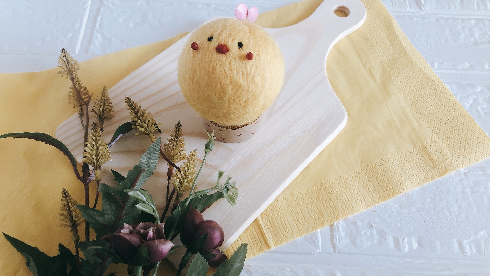 【羊毛フェルトで作る】ひよこちゃんマフィン　ピンクッション|初心者ok！|まち針付きの画像6