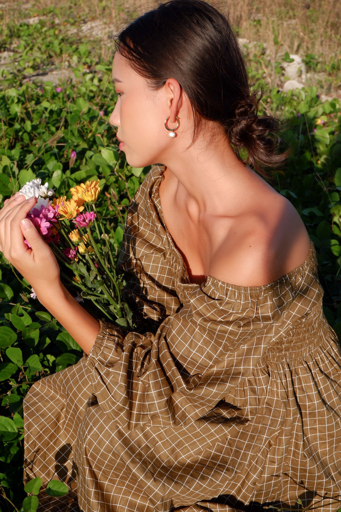 Purity gold hoops with pealの画像2