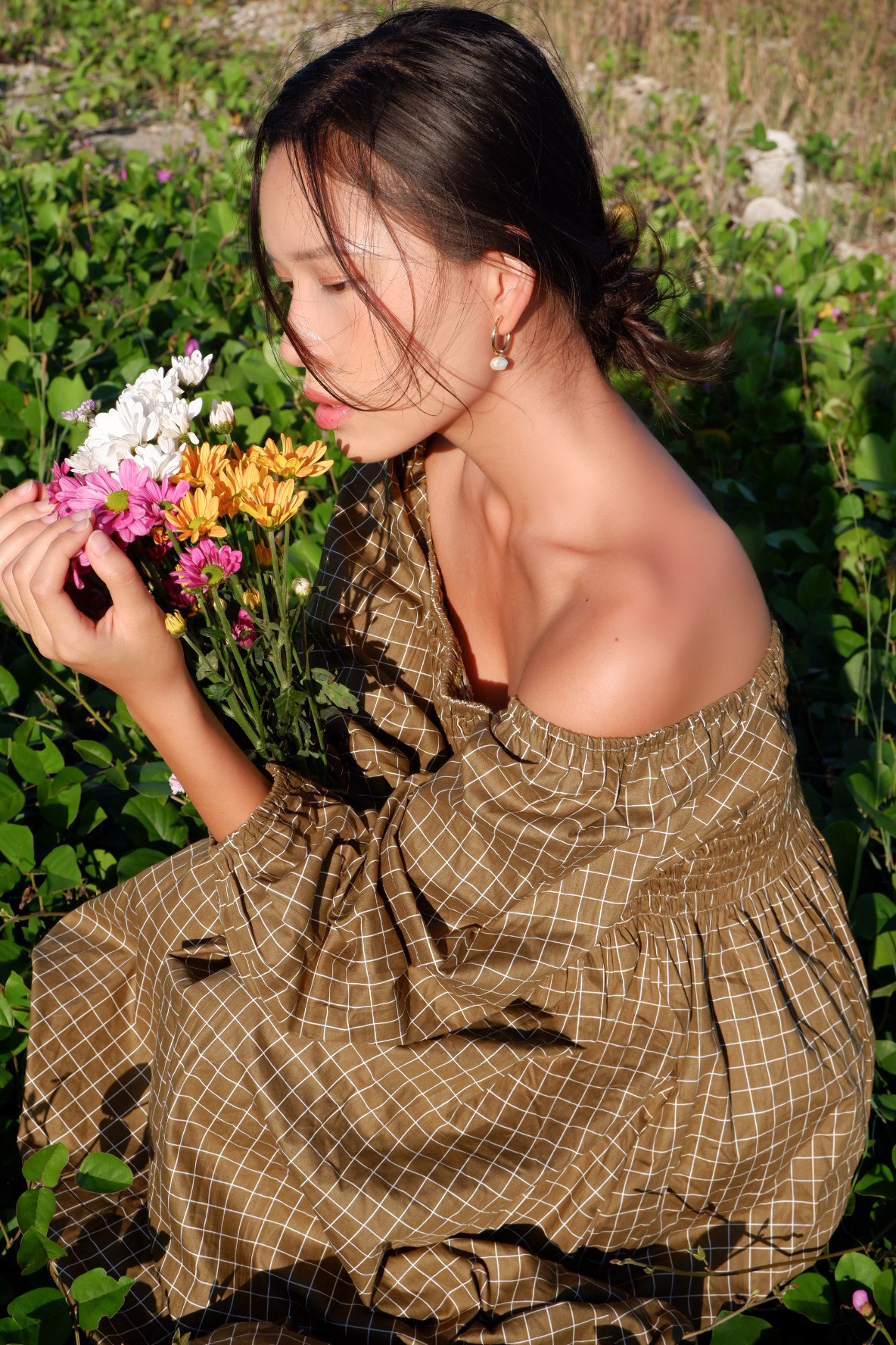 Purity gold hoops with pealの画像3