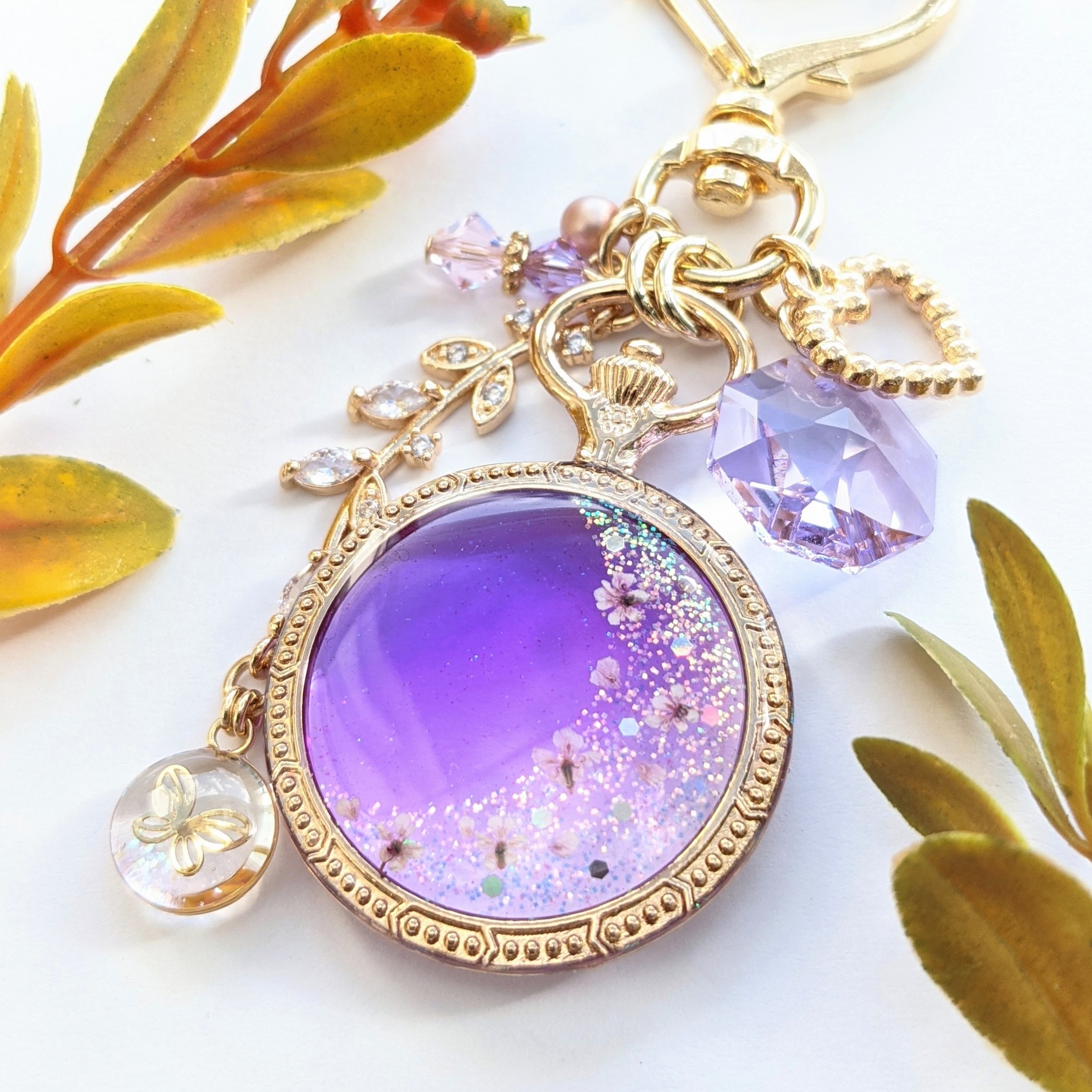 華が舞う小さな懐中時計キーホルダー.｡*💜の画像4