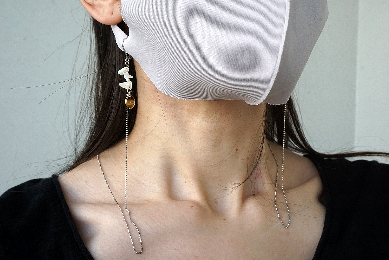 マザーオブパール マスクチェーン(シルバー×ホワイト)の画像3