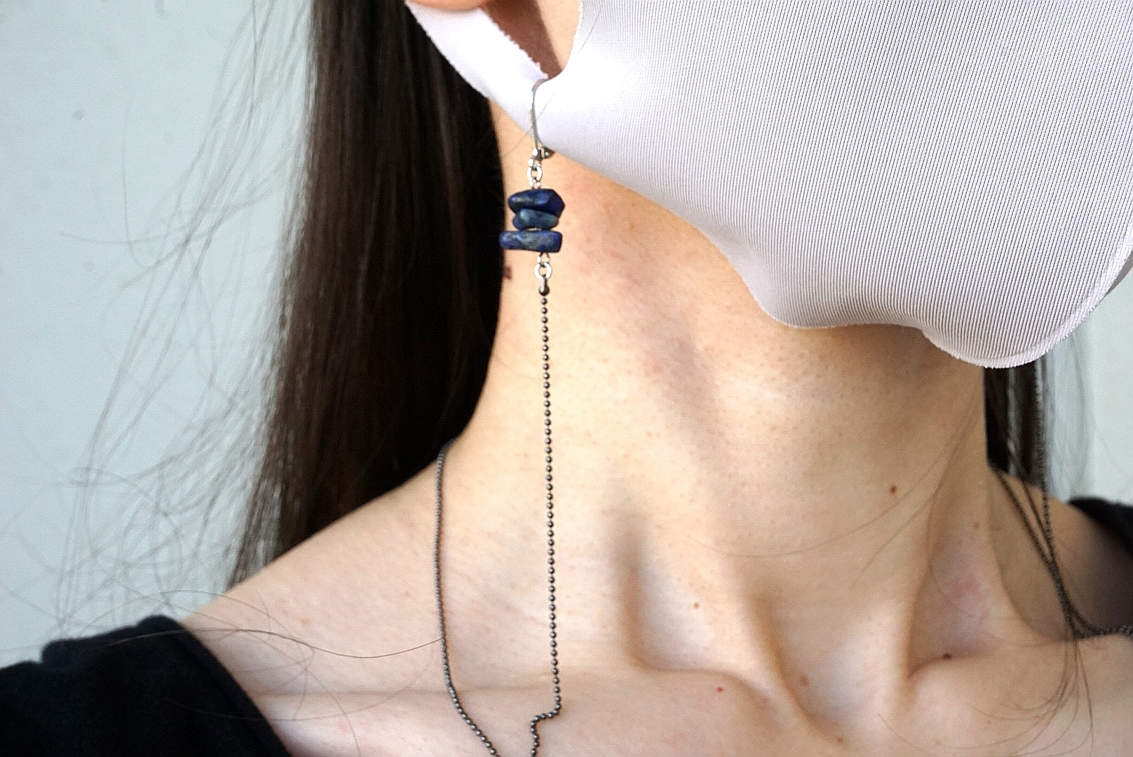 さざれ天然石(ラピスラズリ) マスクチェーンの画像3