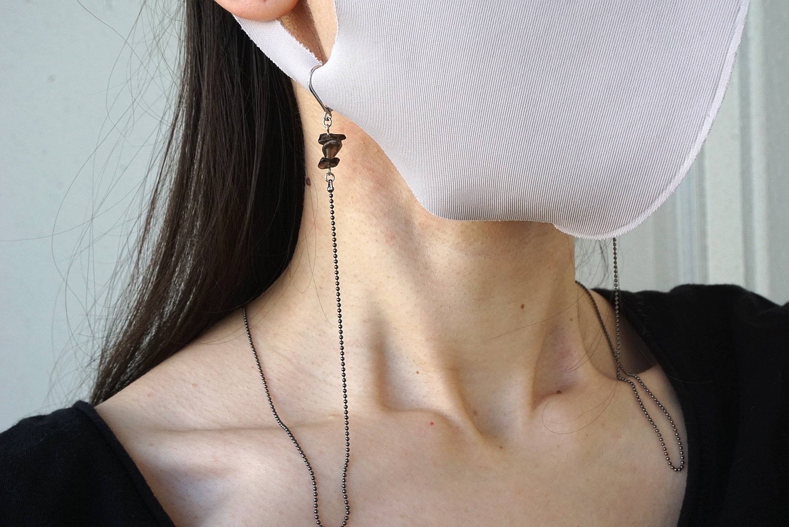 さざれ天然石(スモーキークォーツ) マスクチェーンの画像3