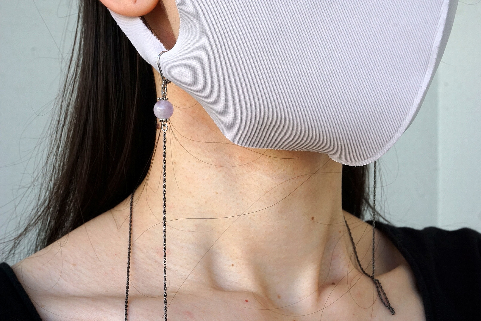 ラウンド天然石(アメジスト薄) マスクチェーンの画像3