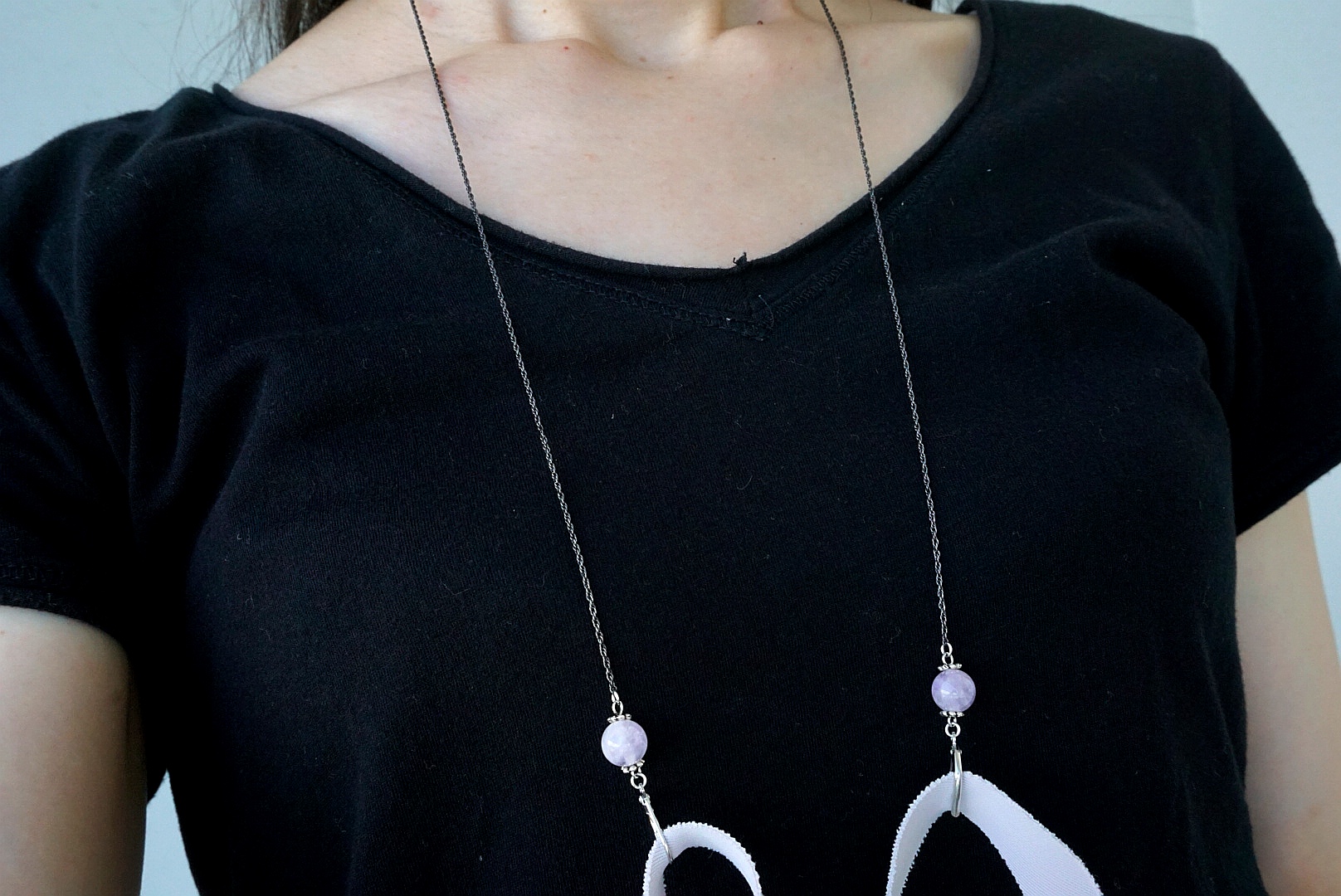 ラウンド天然石(アメジスト薄) マスクチェーンの画像4
