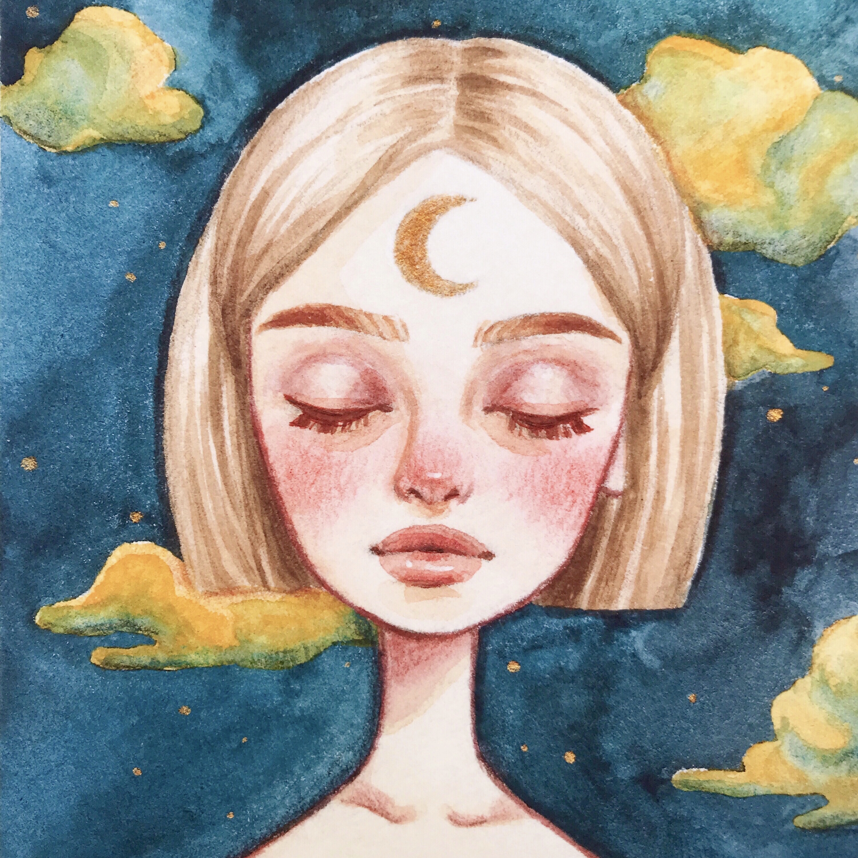 アートプリント＊月と女の子の画像2