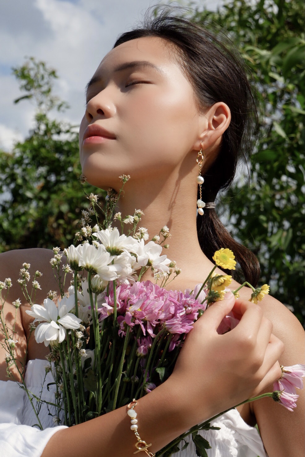 14kgf aquamarine stone bracelet の画像4