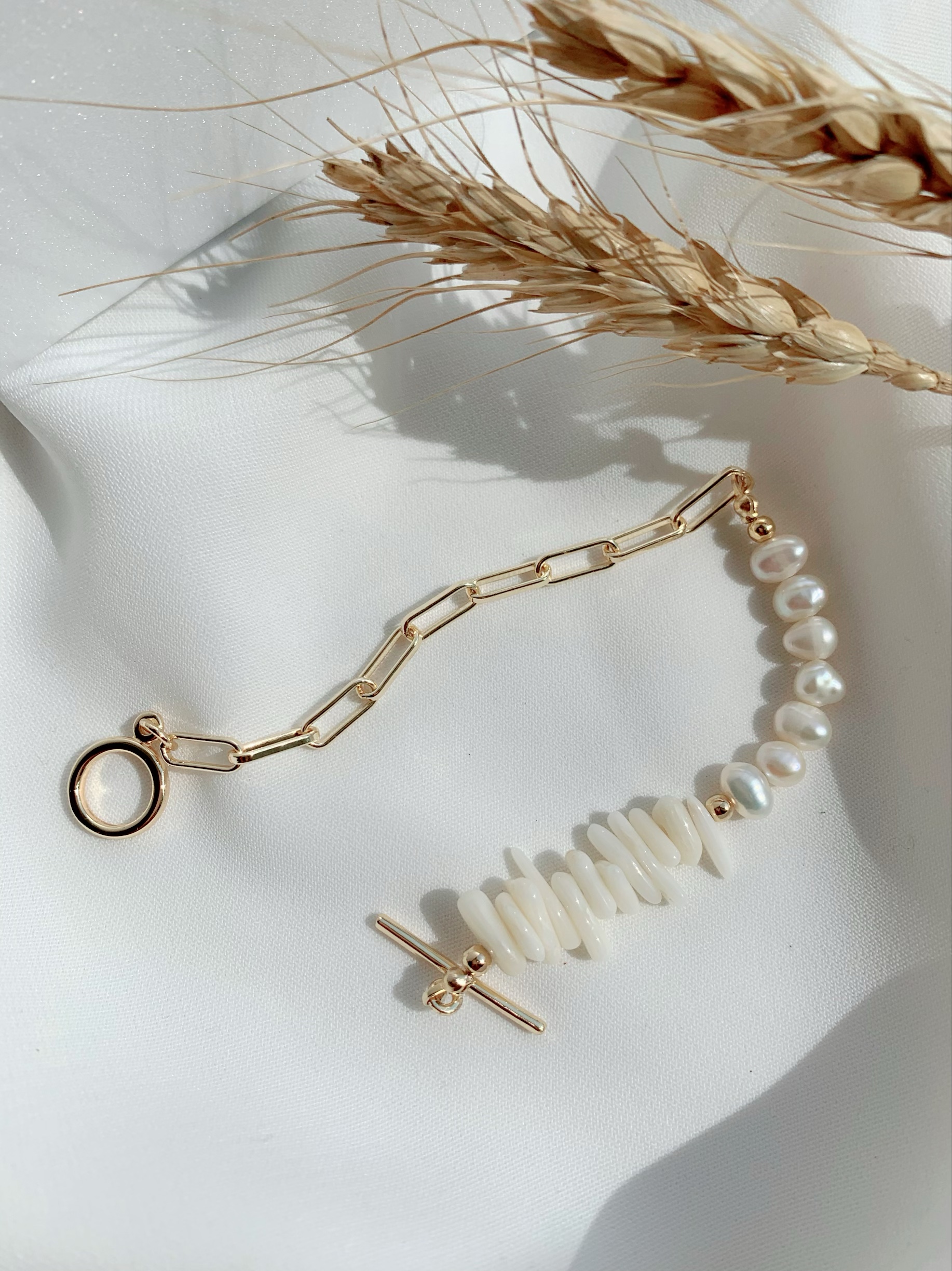 14kgf white coral bracelet の画像2