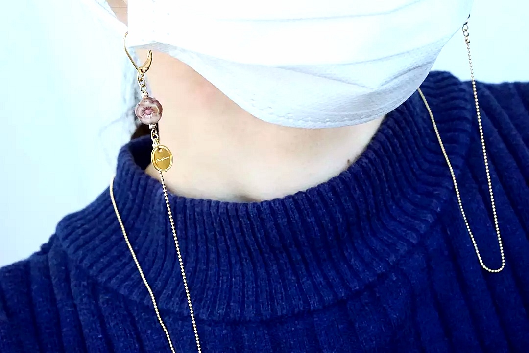 プチフラワー(モーブ×ゴールド)マスクチェーンの画像2