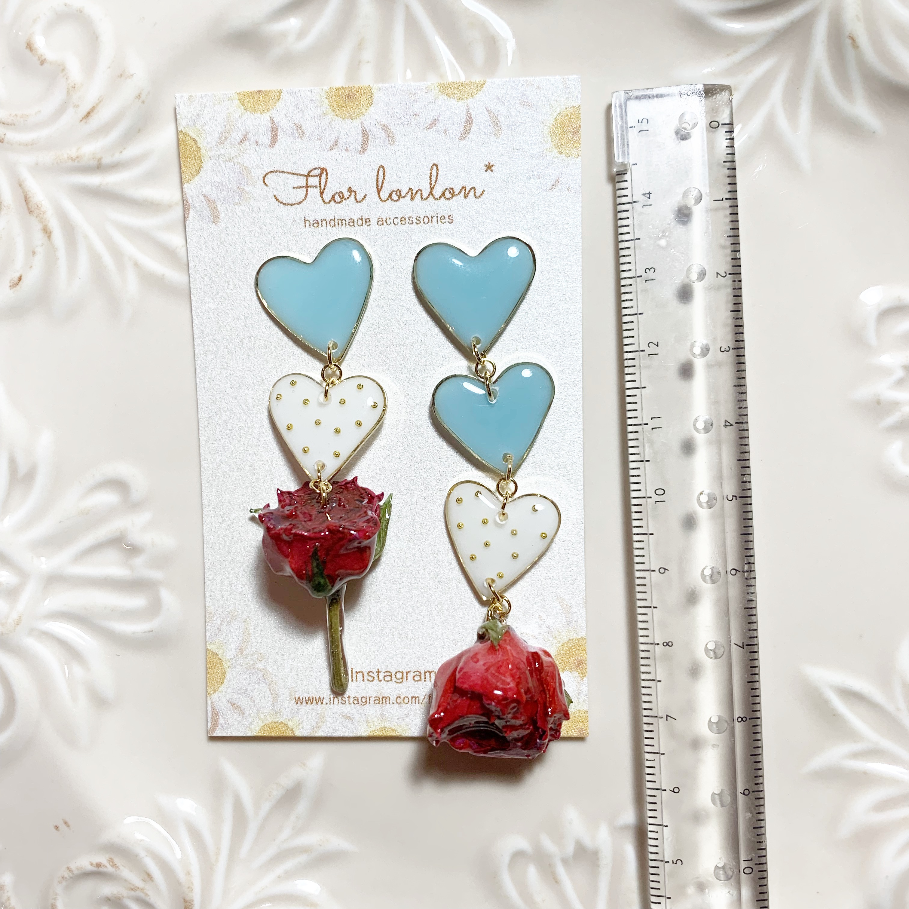 ローズリンクピアス/イヤリング 【♡ブルー】の画像2