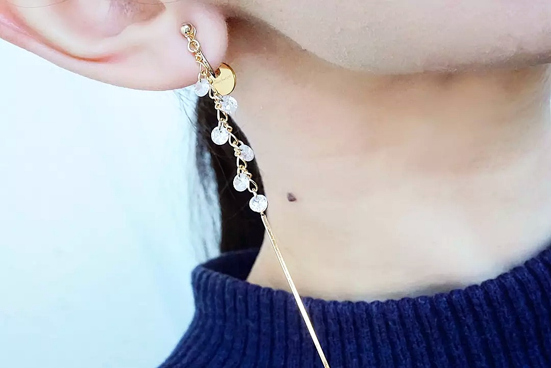 ラウンドキュービックジルコニア×チェーンスティック(ゴールド)の画像6