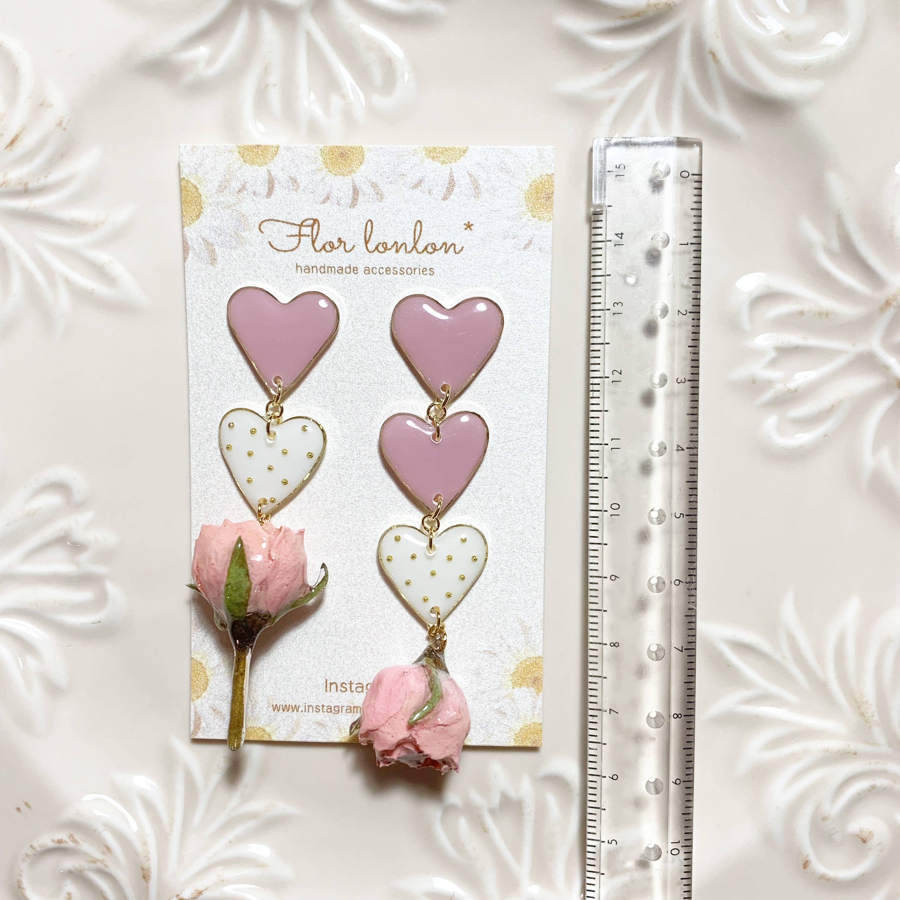 ローズリンクピアス/イヤリング 【♡ピンク】の画像2