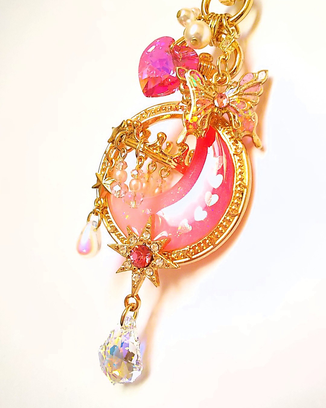 ⑦ パールピンクの三日月シャンデリアキーホルダー★の画像2