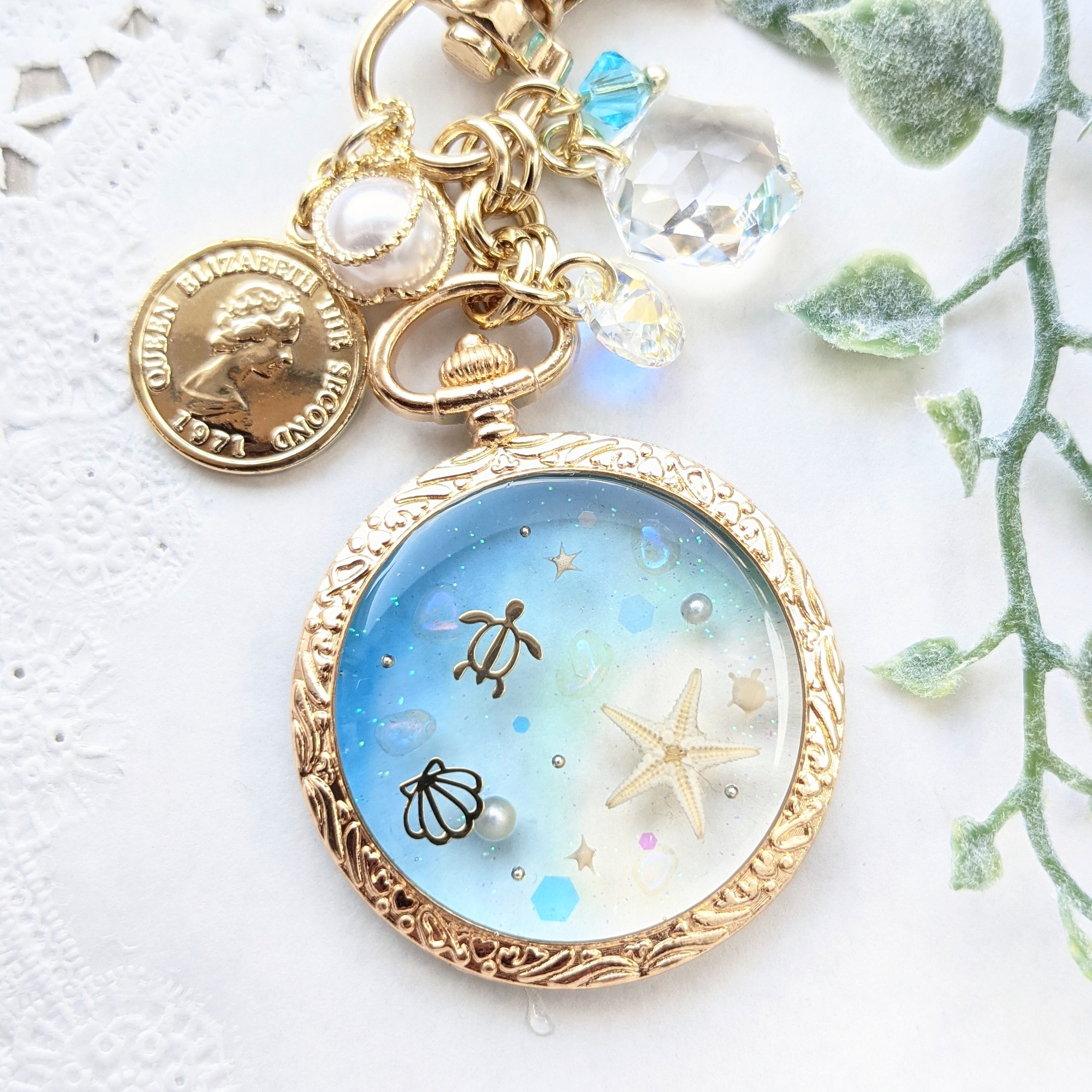 海の懐中時計キーホルダーの画像2