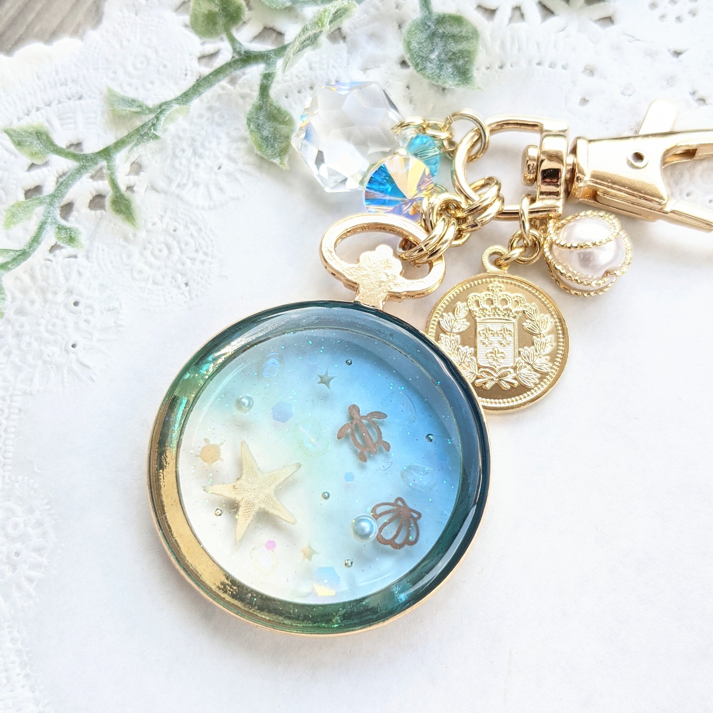 海の懐中時計キーホルダーの画像3