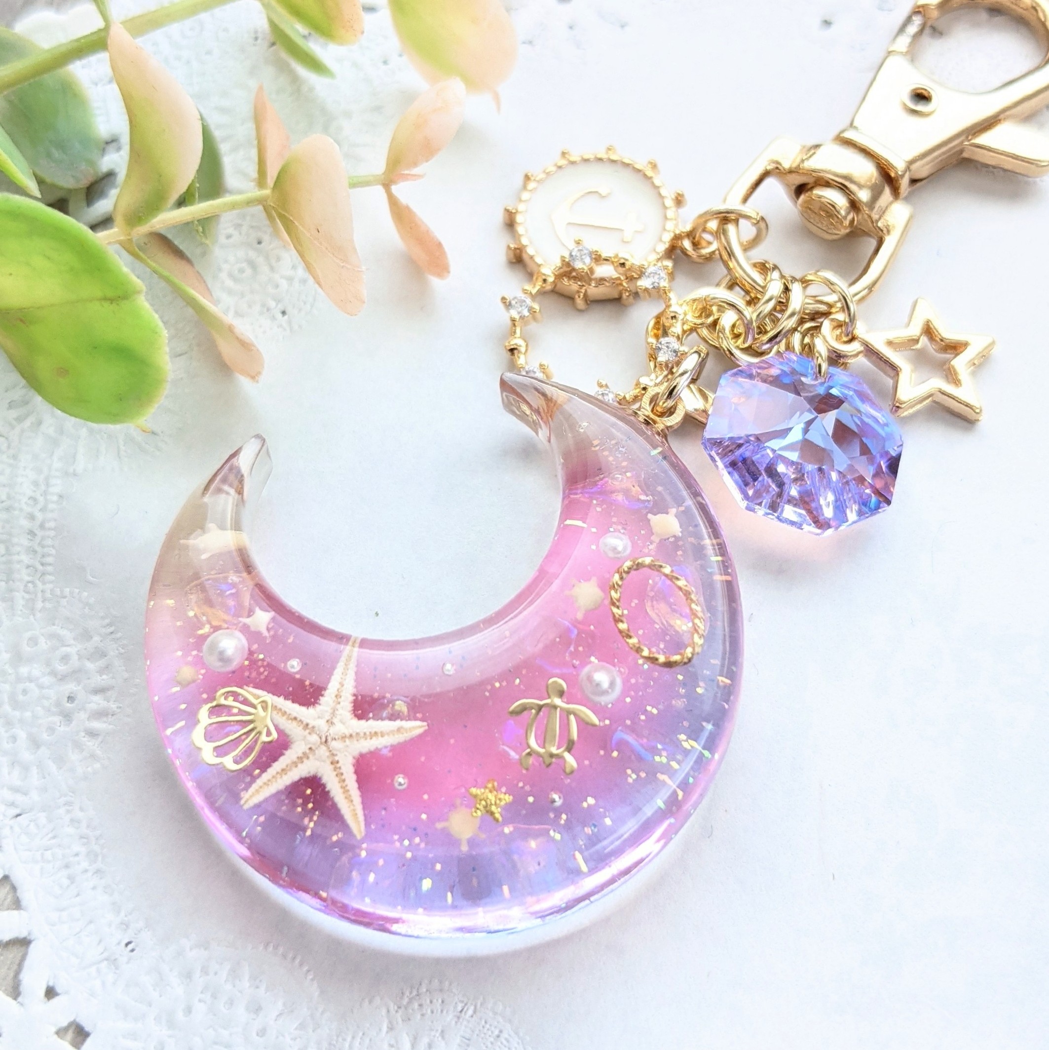 海の三日月キーホルダー(ピンク)の画像3