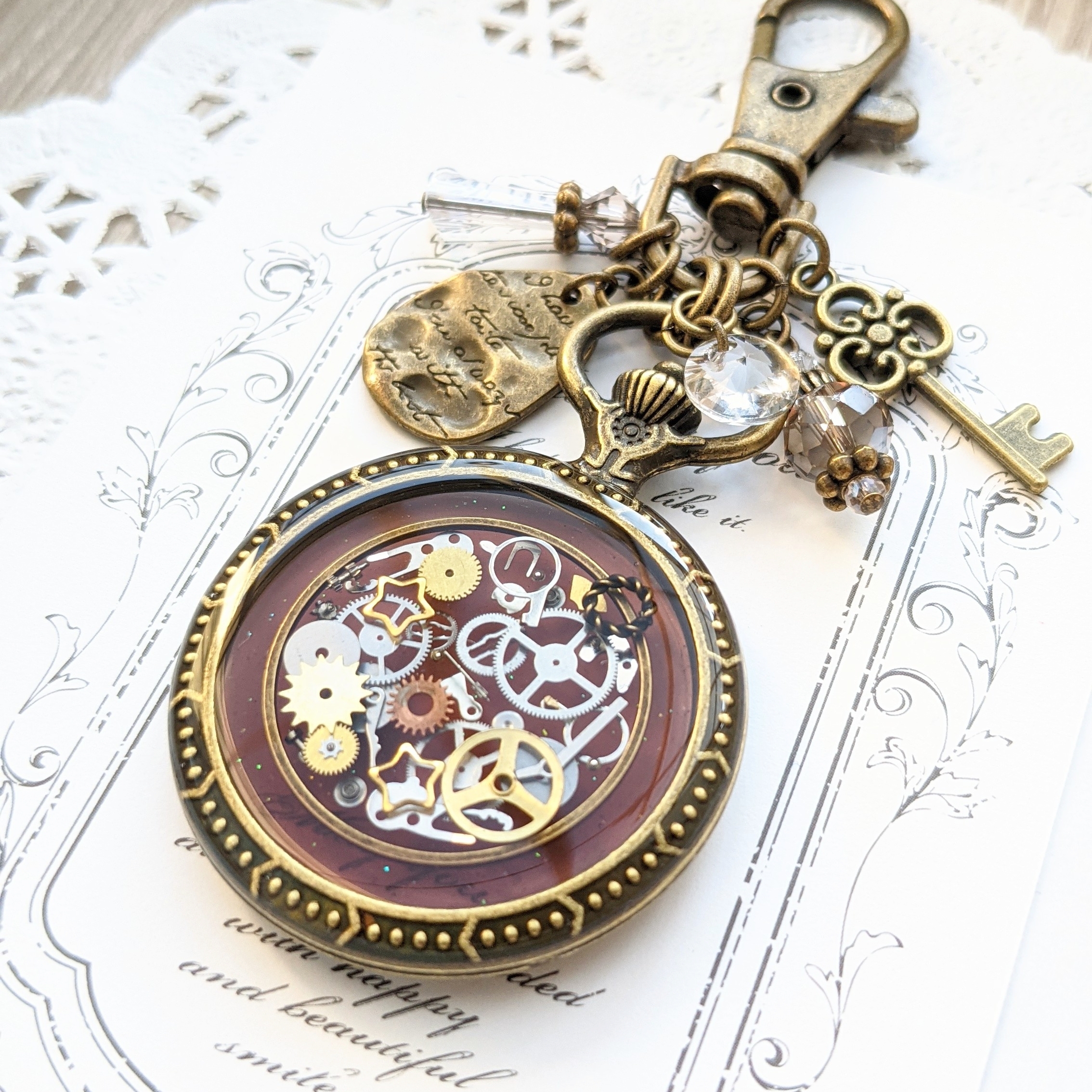 歯車アンティークキーホルダー(ブラウン)の画像3