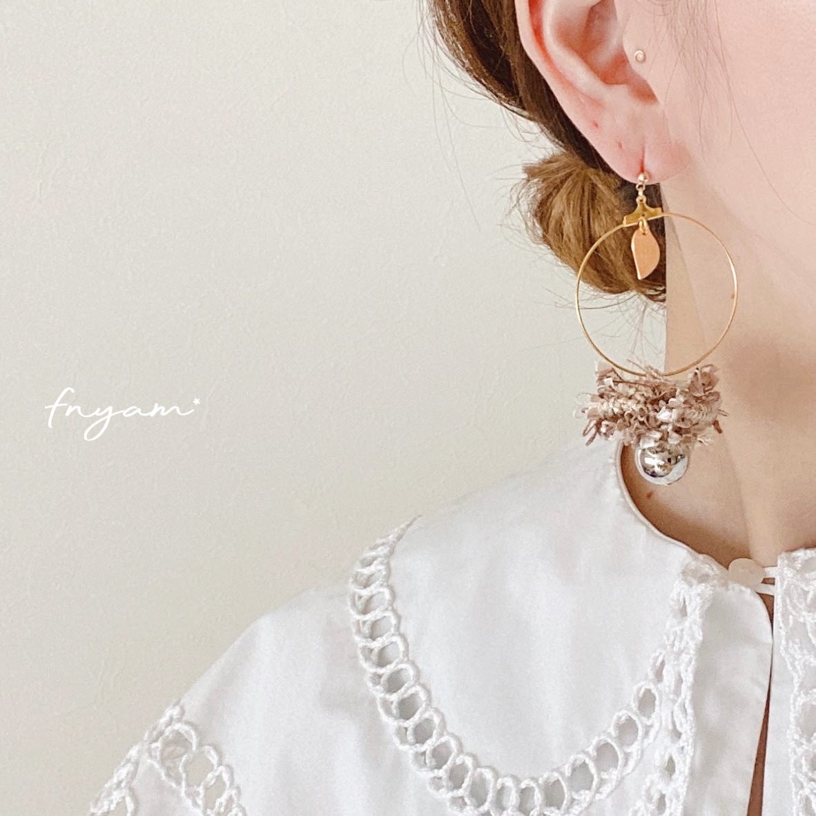 もけもけツイード×フープ(ピアス/イヤリング)の画像2