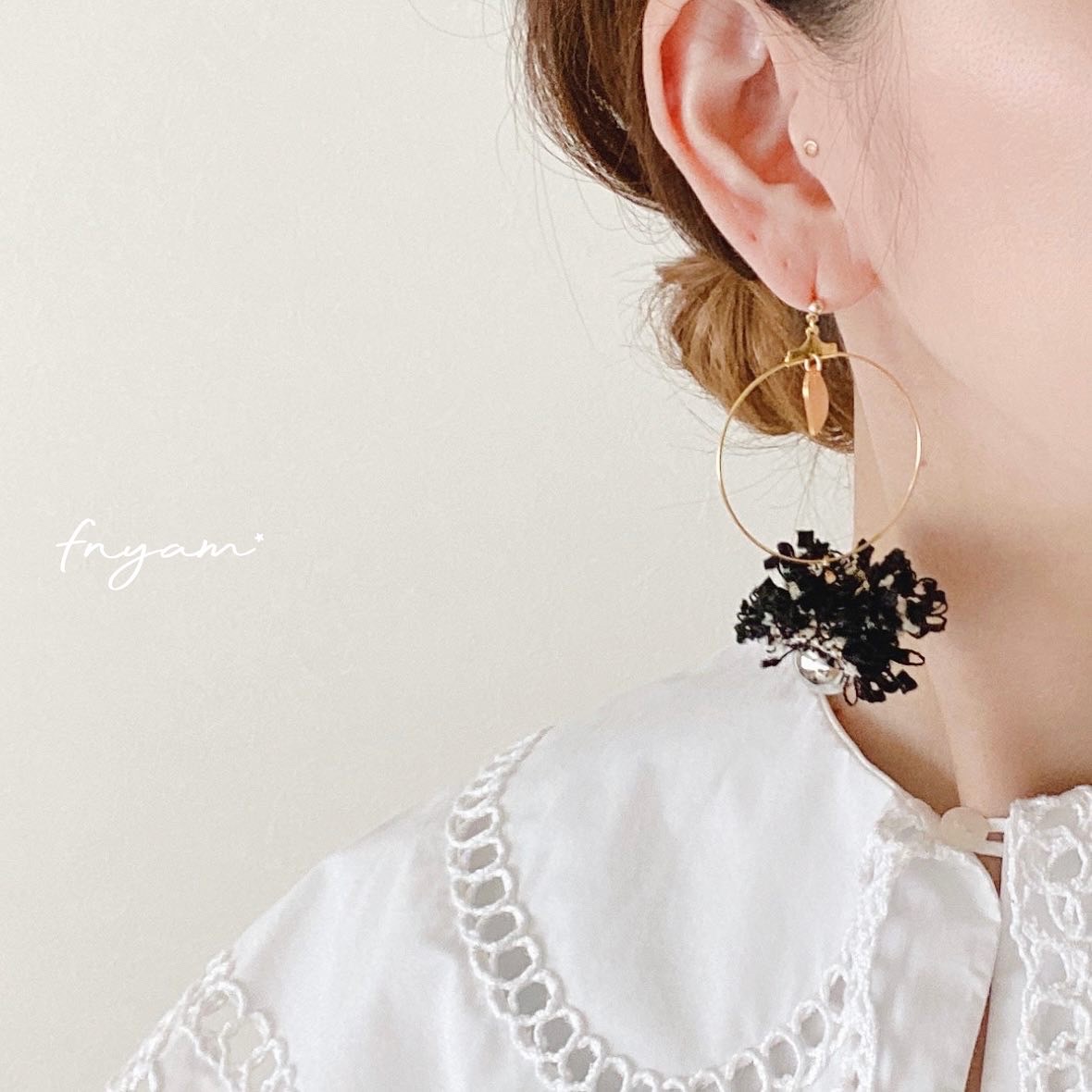 もけもけツイード×フープ(ピアス/イヤリング)の画像3