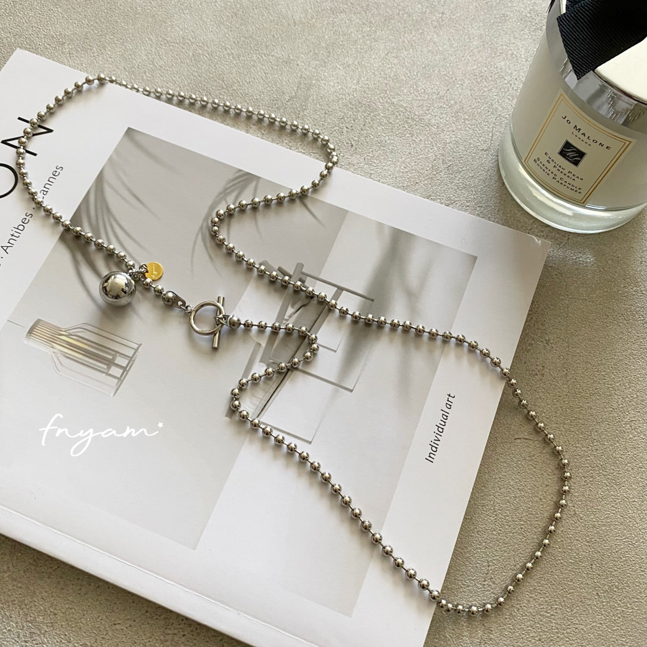 ボールチェーンlongネックレスの画像2