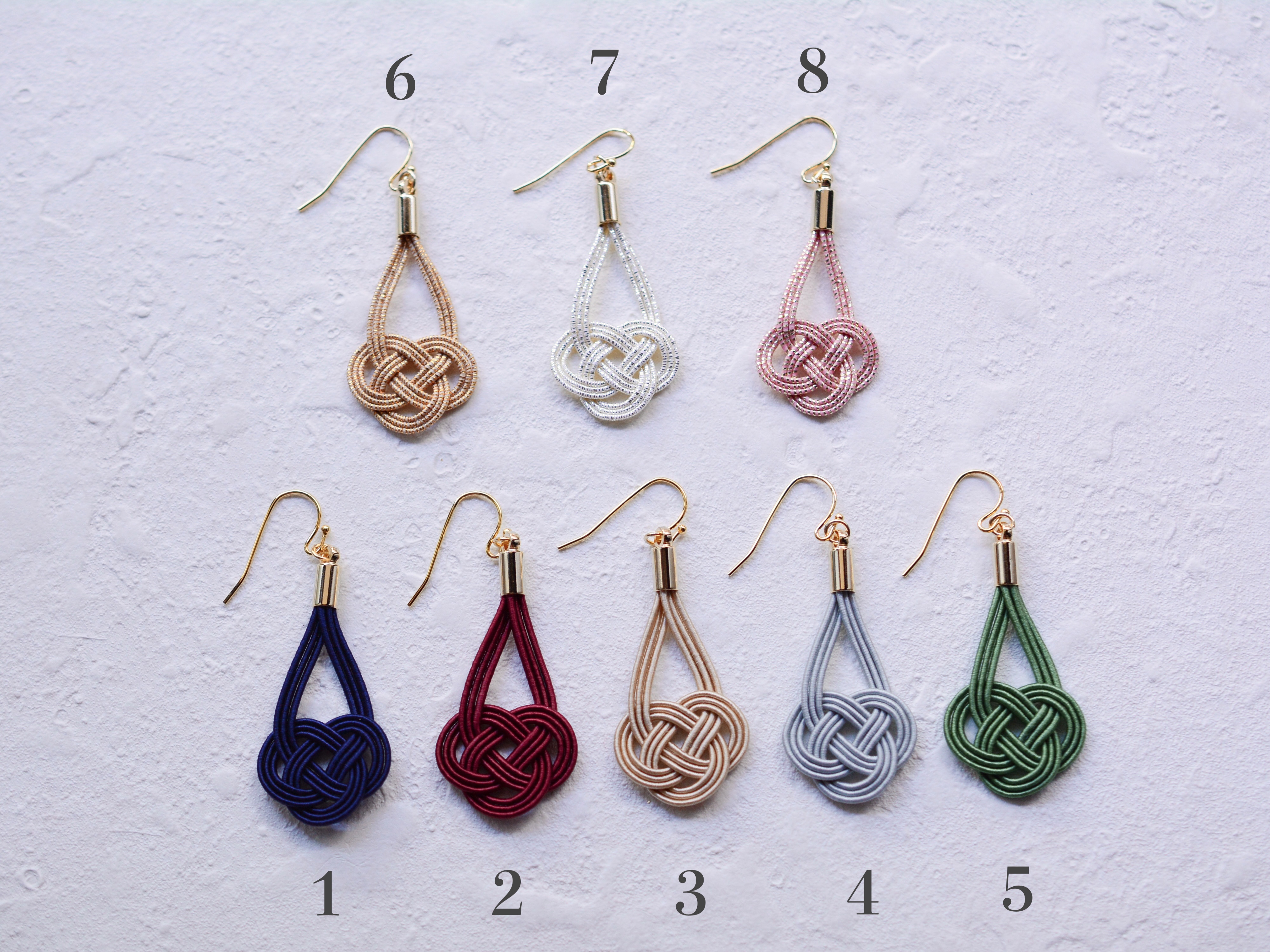 水引で作る「あわじ（あわび）結び」のピアス・イヤリング手作りキットの画像2